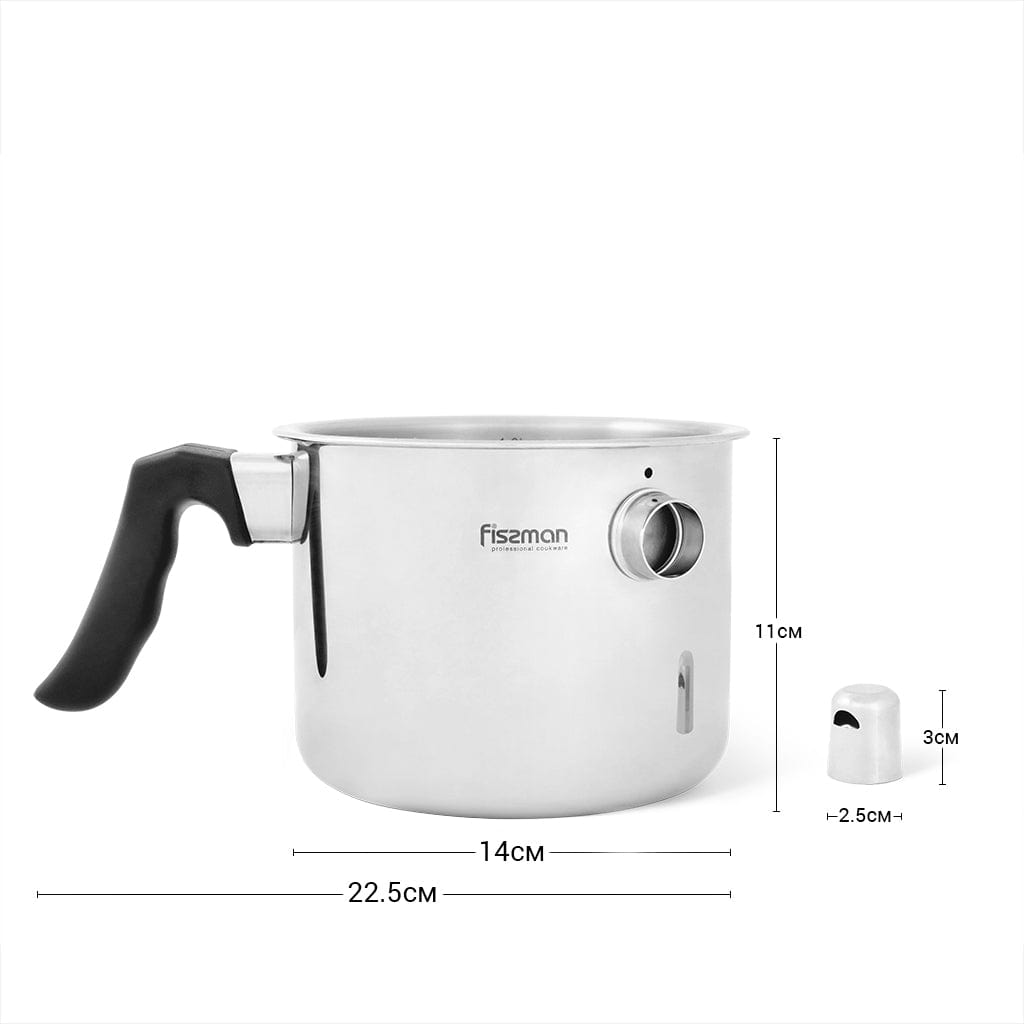 Fissman Saucepan Silver/Black 1.1L