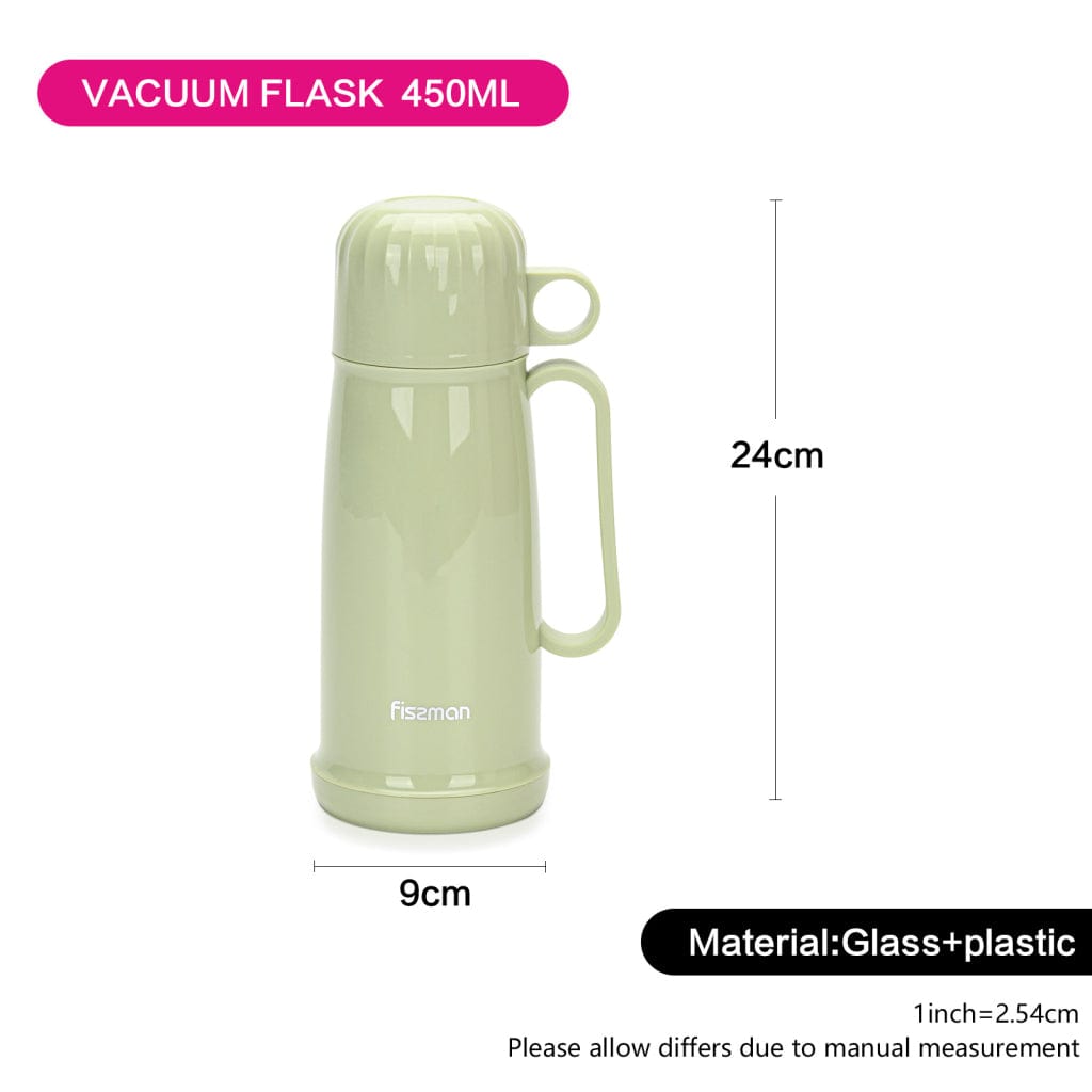 Fissman Plastic Case With Glass Liner Vacuum Flask Olive Green 450ml