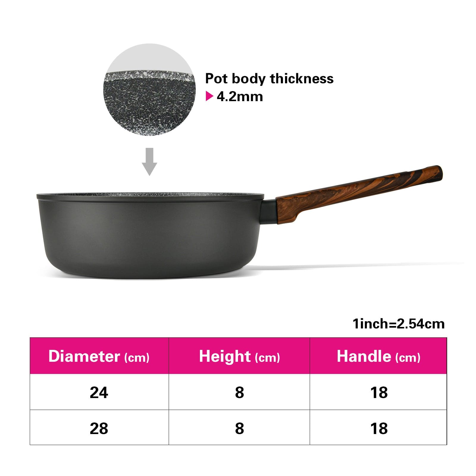 Fissman Deep Frying Pan Aluminum With Non-Stick Coating Capella Series With Induction Bottom Black/Brown 24cm