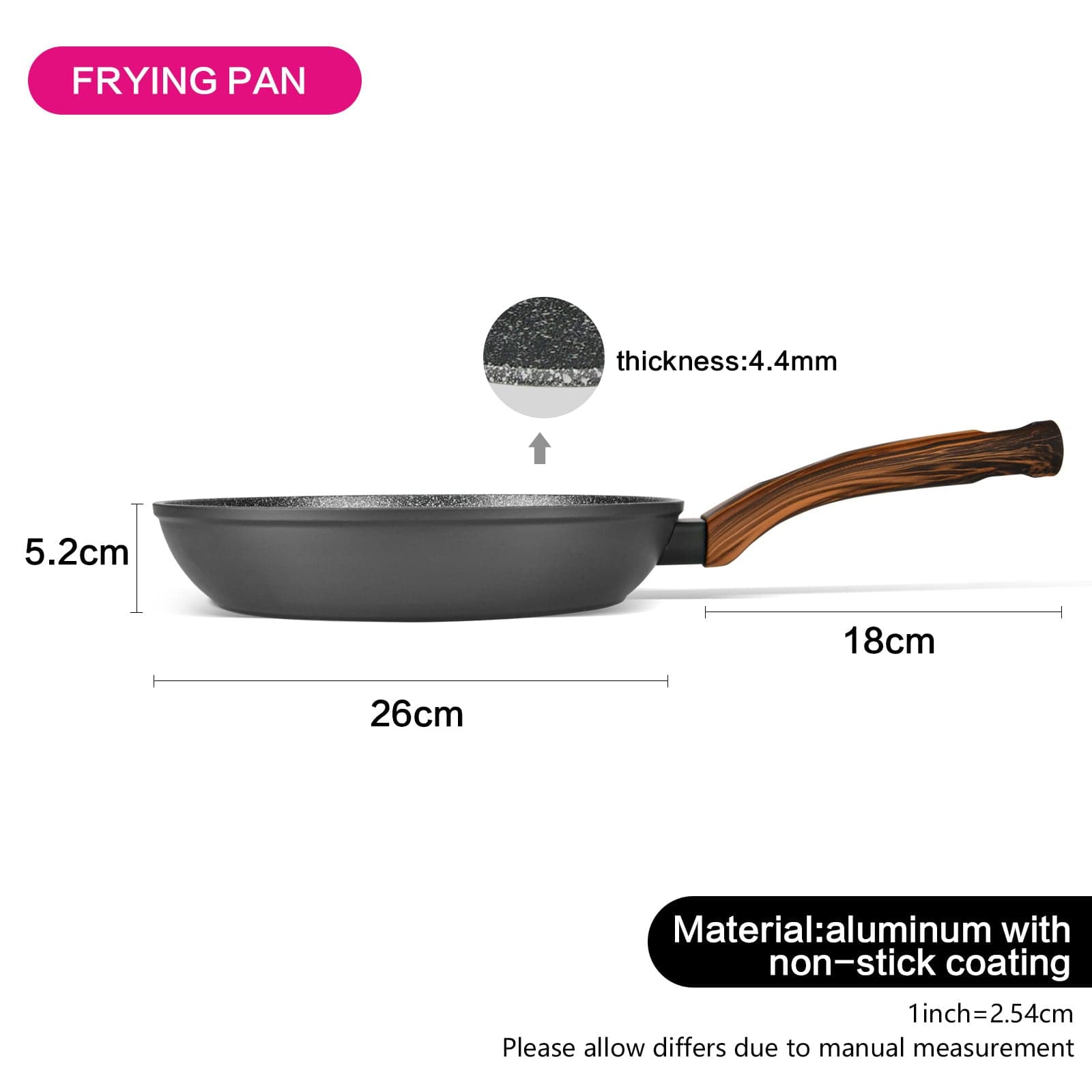 Fissman Frying Pan Capella Black/Brown 26cm