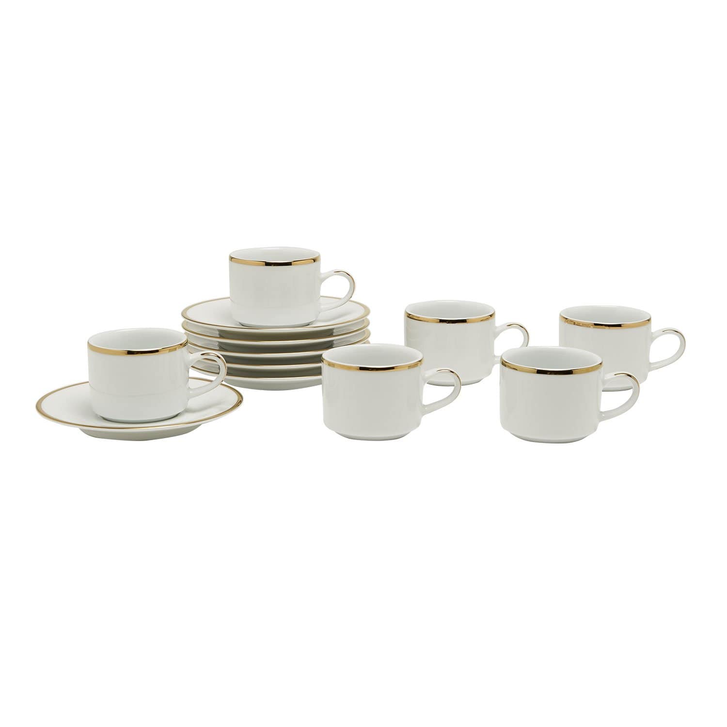 Dankotuwa Coffee Cup & Saucer Set 6+6 3Mm Gold
