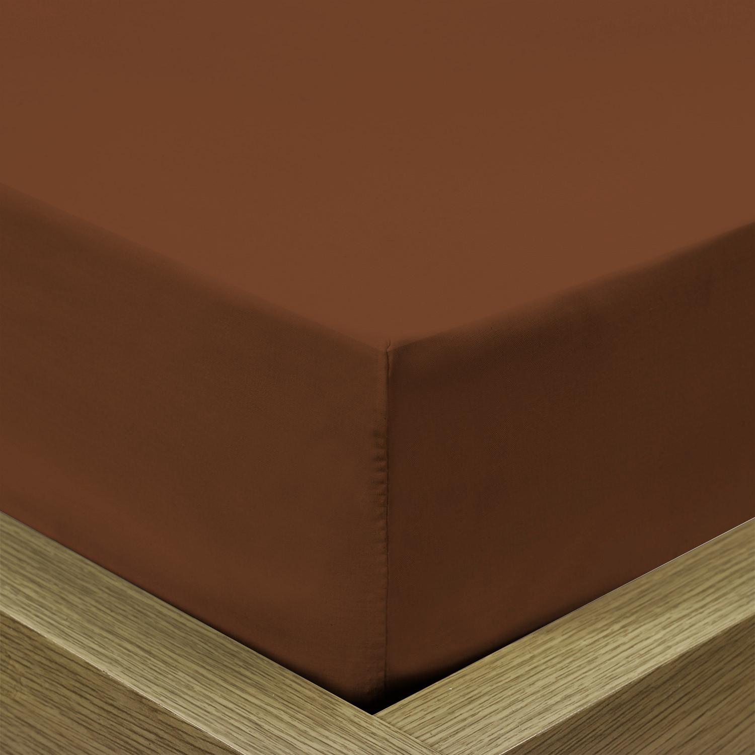 Cotton Home Fitted Sheet 1Pc Super Soft Chocolate Brown