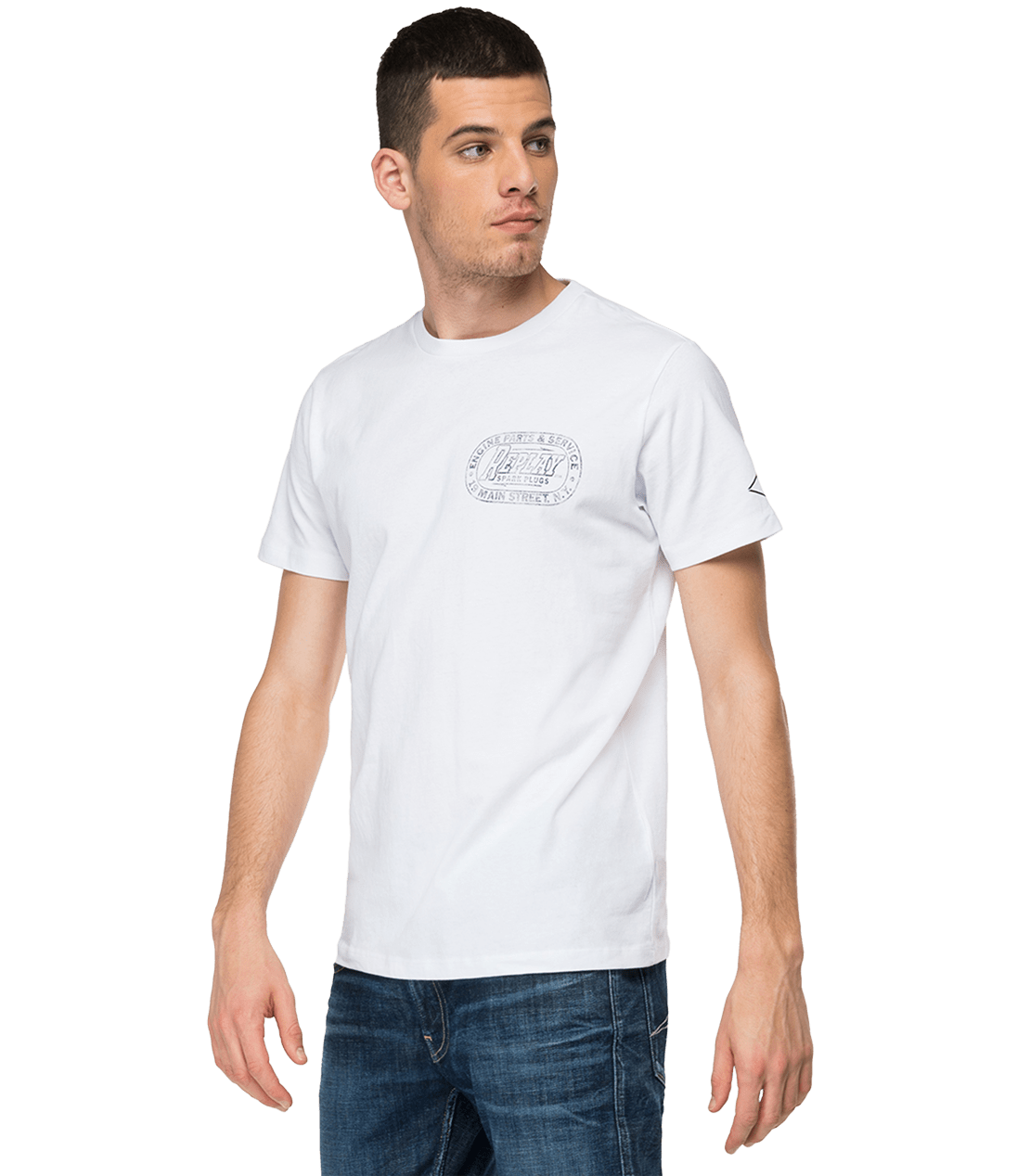 Crewneck Replay T-Shirt With Abrasions