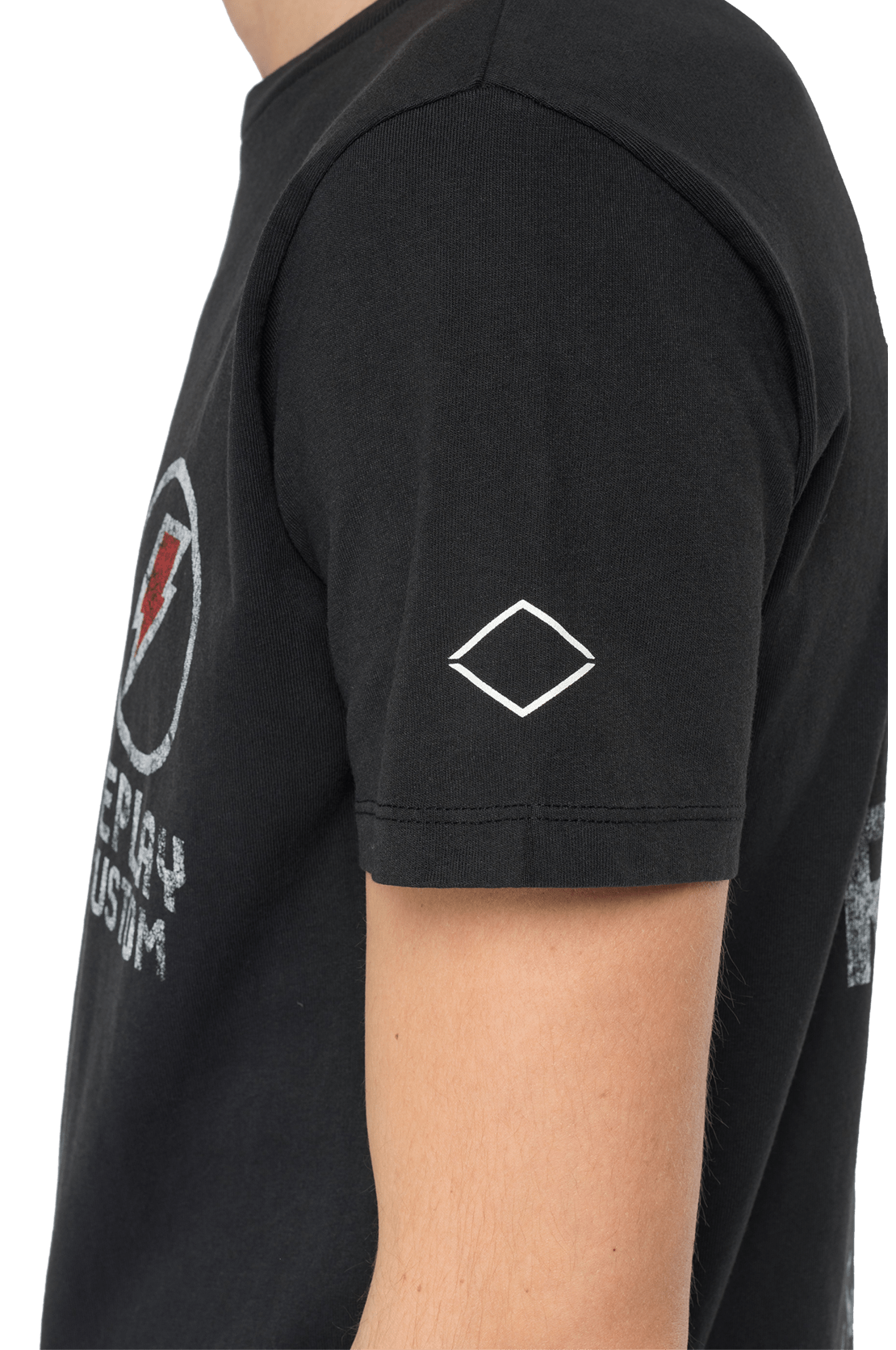 Crewneck T-Shirt With Replay Print And Tiger