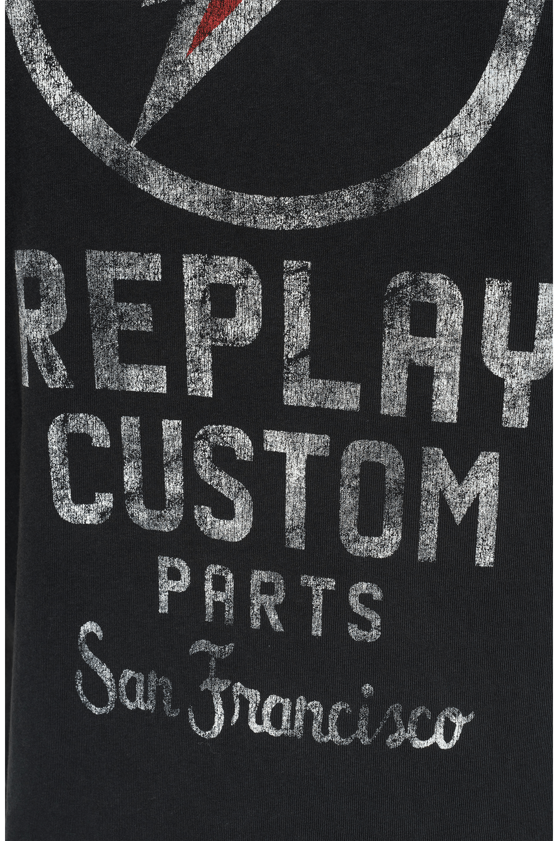 Crewneck T-Shirt With Replay Print And Tiger