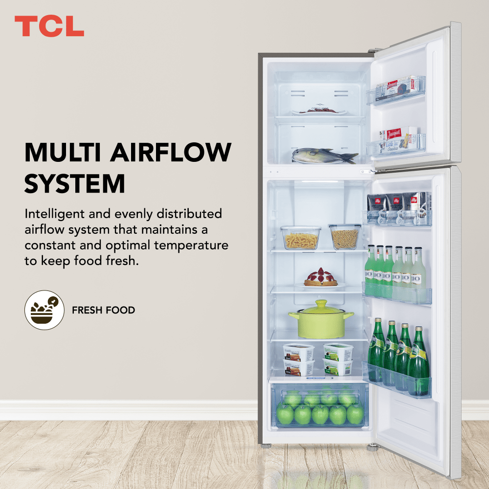 TCL Top Mount Refrigerator Inox 370L