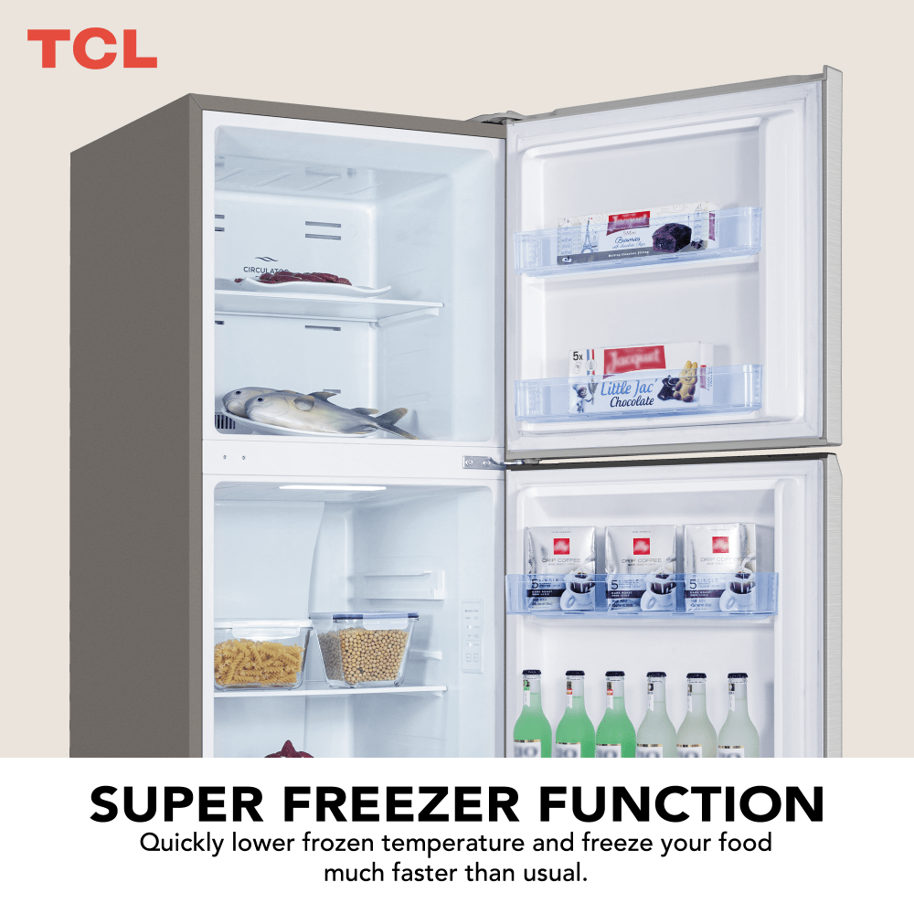 TCL Top Mount Refrigerator Inox  370L