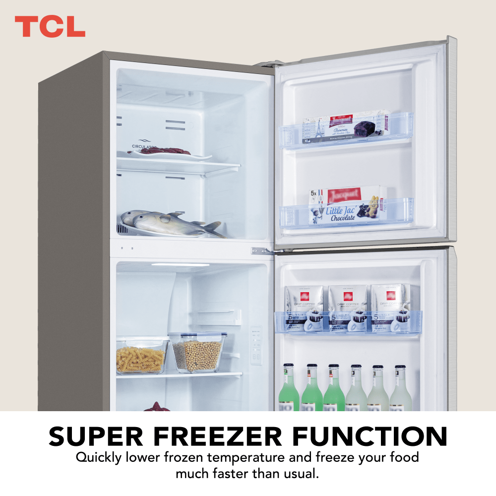 TCL Top Mount Refrigerator Inox 370L