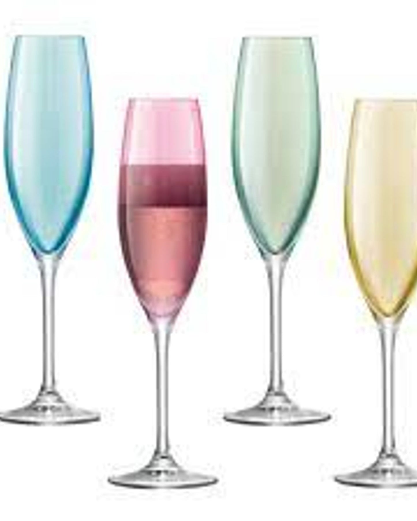 Polka Champagne Flute 225ml Pastel Assorted  x 4