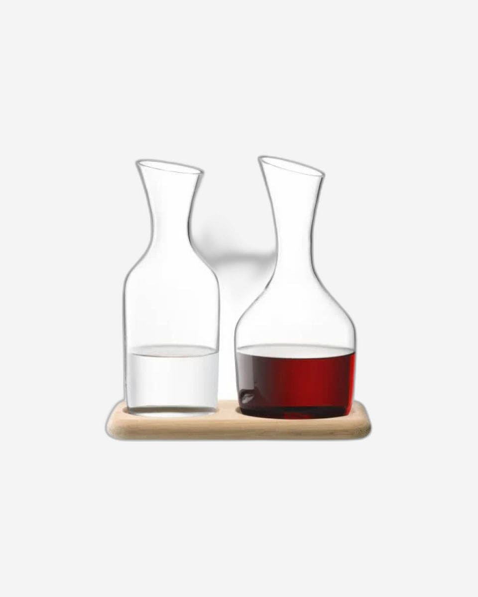 Wine Water & Wine Carafe Set & Oak Base 1.2L/1.4L