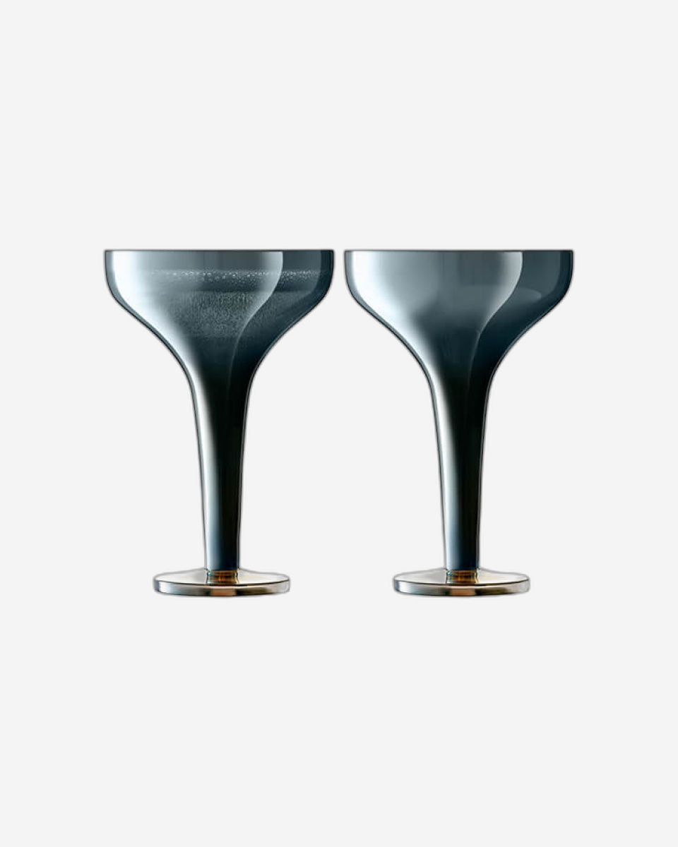 Lsa Epoque Champagne Saucer  Sapphire/Lustre X 2
