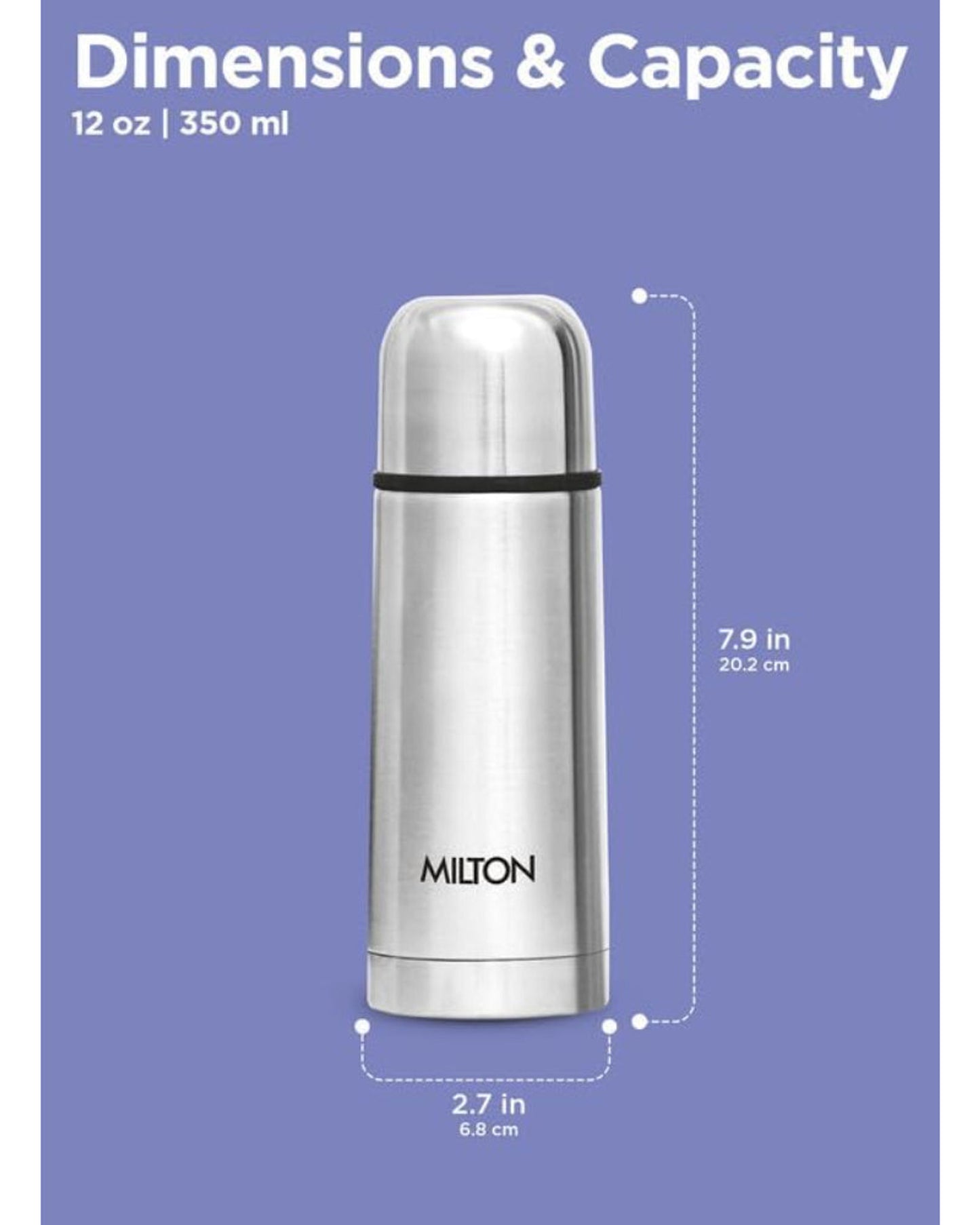 Milton Flip Lid 350 Thermosteel 350 Ml Water Bottle, 24 Hr Hot And Cold I Leak Proof Lid With Jacket, Isi Certified I Vacuum Insulated I For Office, Gym, School I Silver