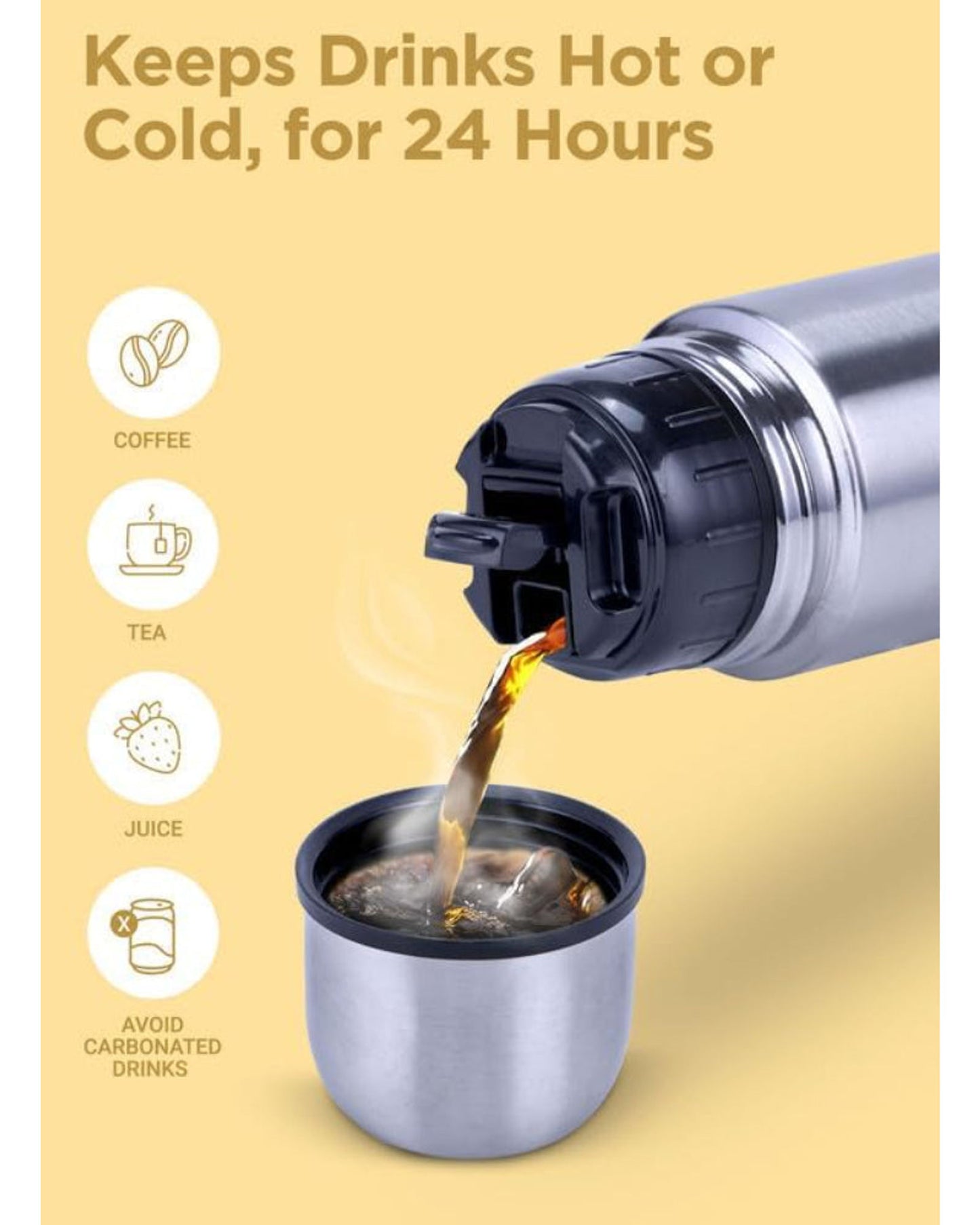 Milton Flip Lid 350 Thermosteel 350 Ml Water Bottle, 24 Hr Hot And Cold I Leak Proof Lid With Jacket, Isi Certified I Vacuum Insulated I For Office, Gym, School I Silver