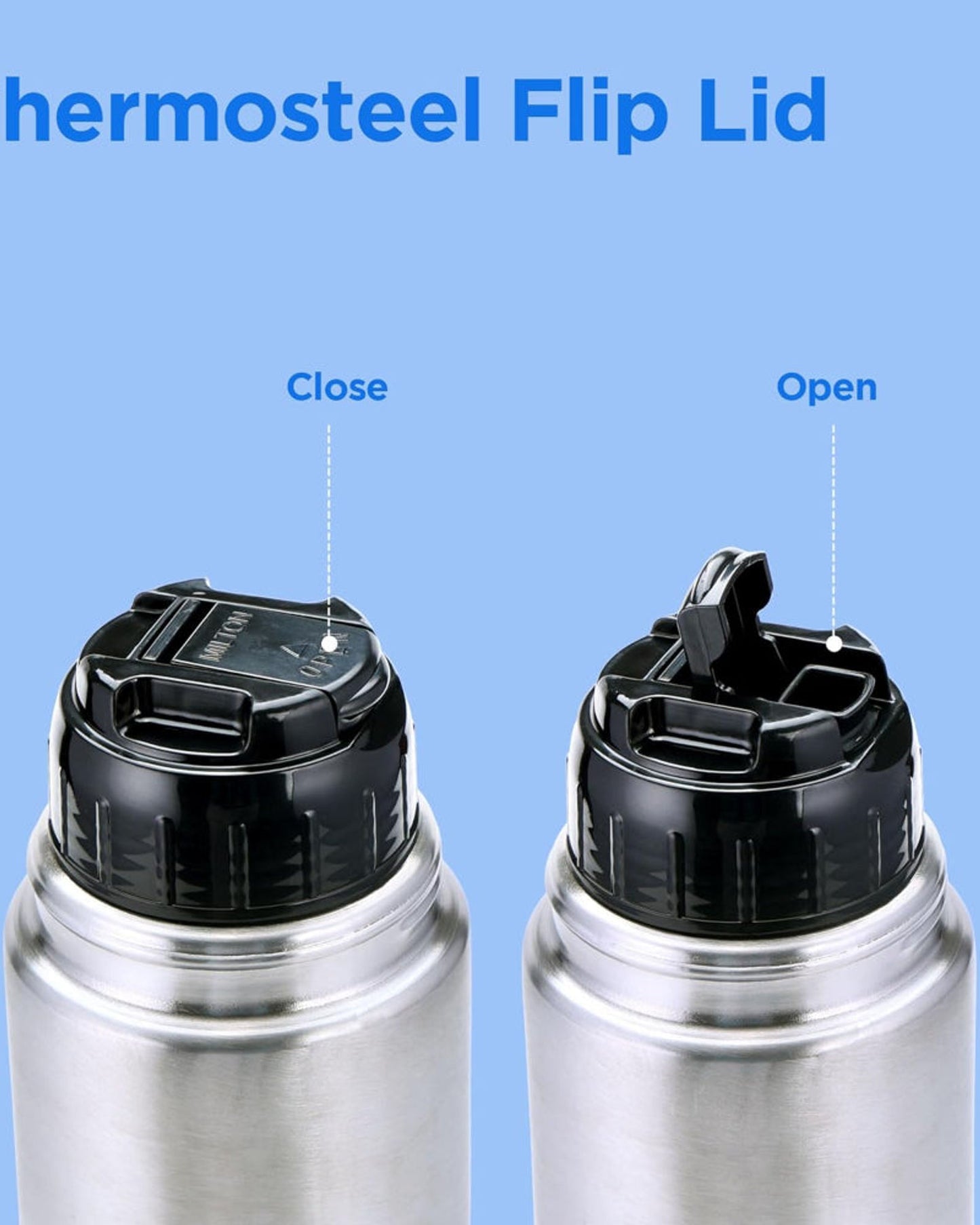 Milton Flip Lid 750 Thermosteel 750 Ml Water Bottle, 24 Hr Hot And Cold I Leak Proof Lid With Jacket, Isi Certified I Vacuum Insulated I For Office, Gym, School I Silver