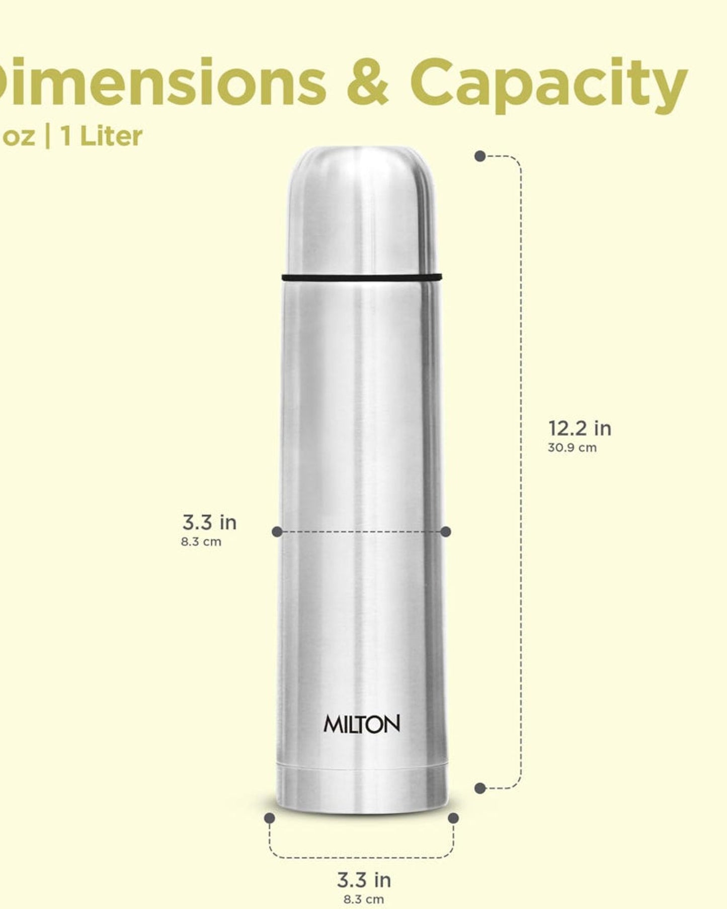 Milton Flip Lid 1000 Thermosteel 1000 Ml Water Bottle, 24 Hr Hot And Cold I Leak Proof Lid With Jacket, Isi Certified I Vacuum Insulated I For Office, Gym, School I Silver