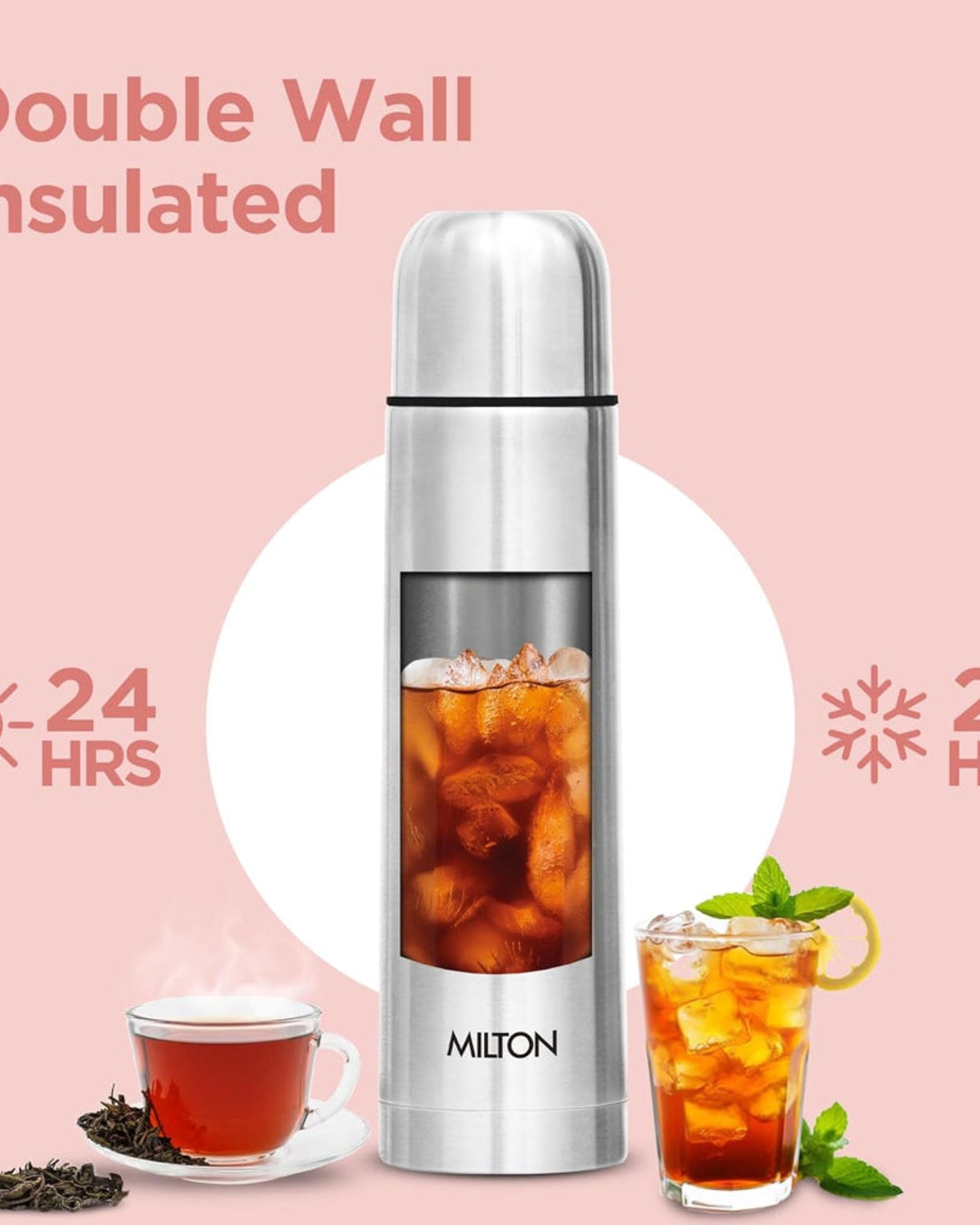 Milton Flip Lid 1000 Thermosteel 1000 Ml Water Bottle, 24 Hr Hot And Cold I Leak Proof Lid With Jacket, Isi Certified I Vacuum Insulated I For Office, Gym, School I Silver