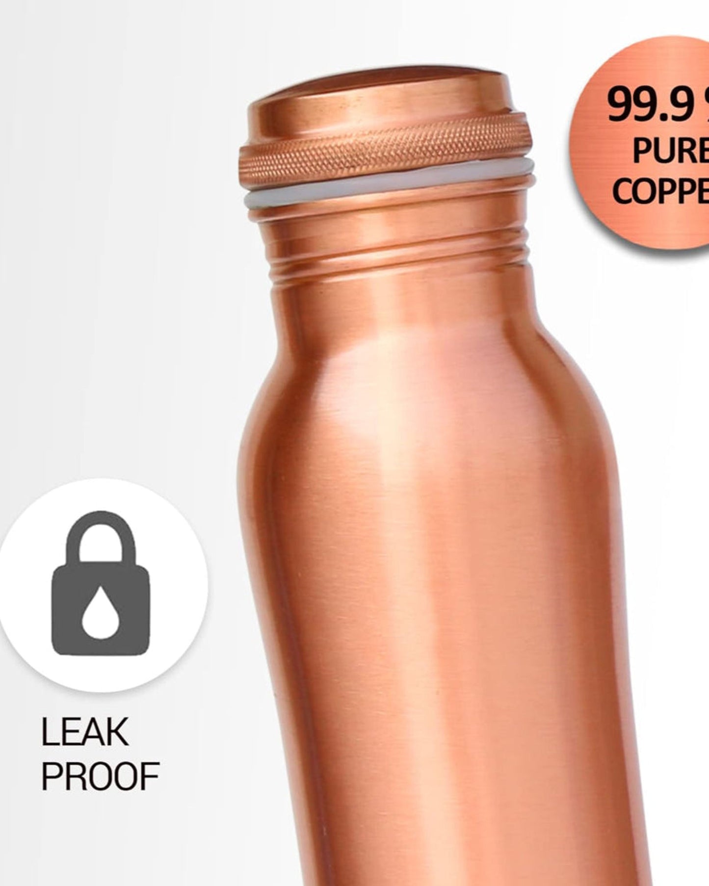 Milton Copperas 1000 Bottle, 950Ml, 100% Pure Copper, Bpa Free, Leak Proof, Office Bottle, Boosts Immunity, Supports Digestive & Liver Health, Ayurveda Inspired