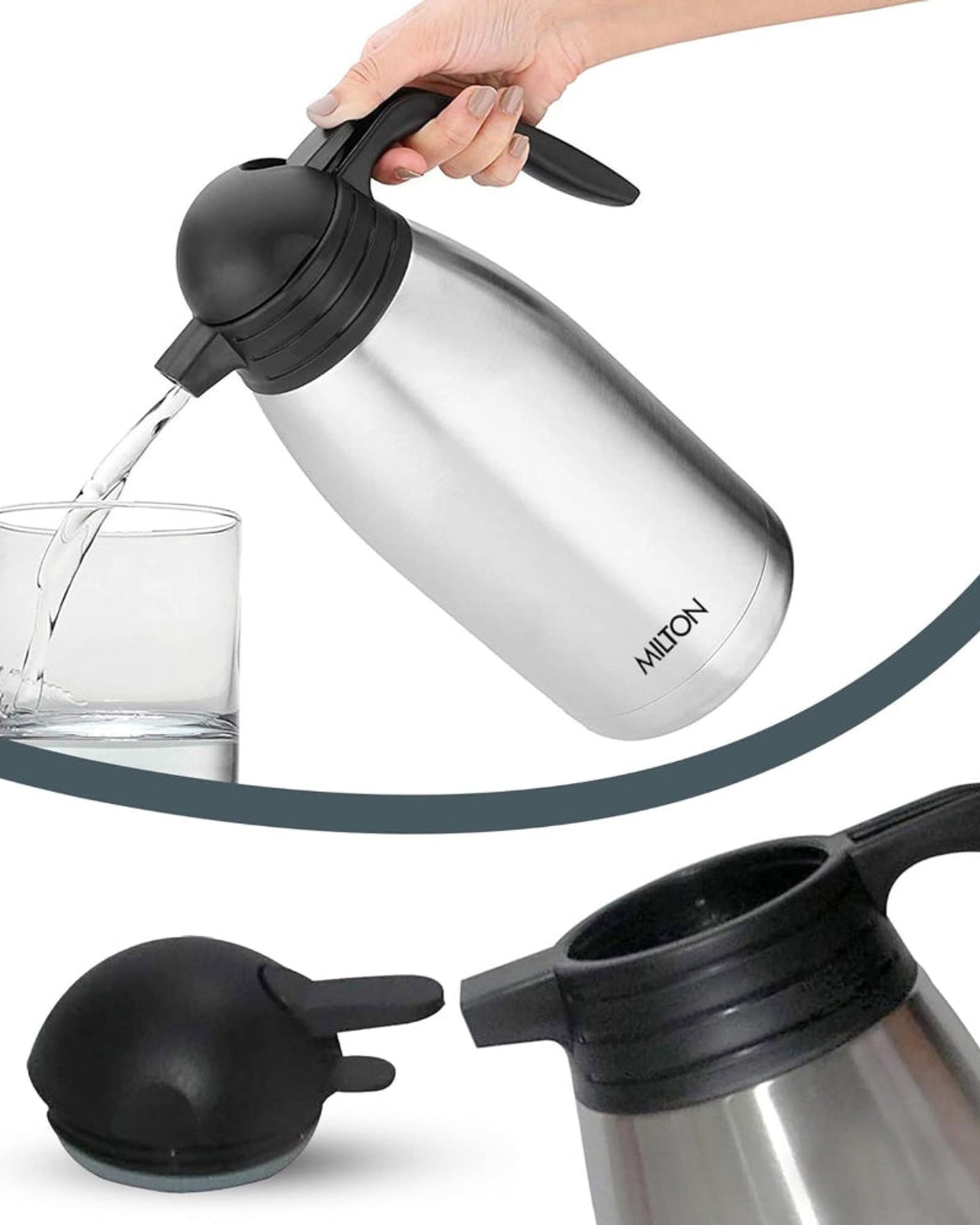 Milton Thermosteel Carafe 24 Hours Hot And Cold, 600 Ml, Silver |Double Walled | Food Grade | Tea | Coffee, Heat & Cold Retention, Leak Proof, Rust Free, Easy To Carry