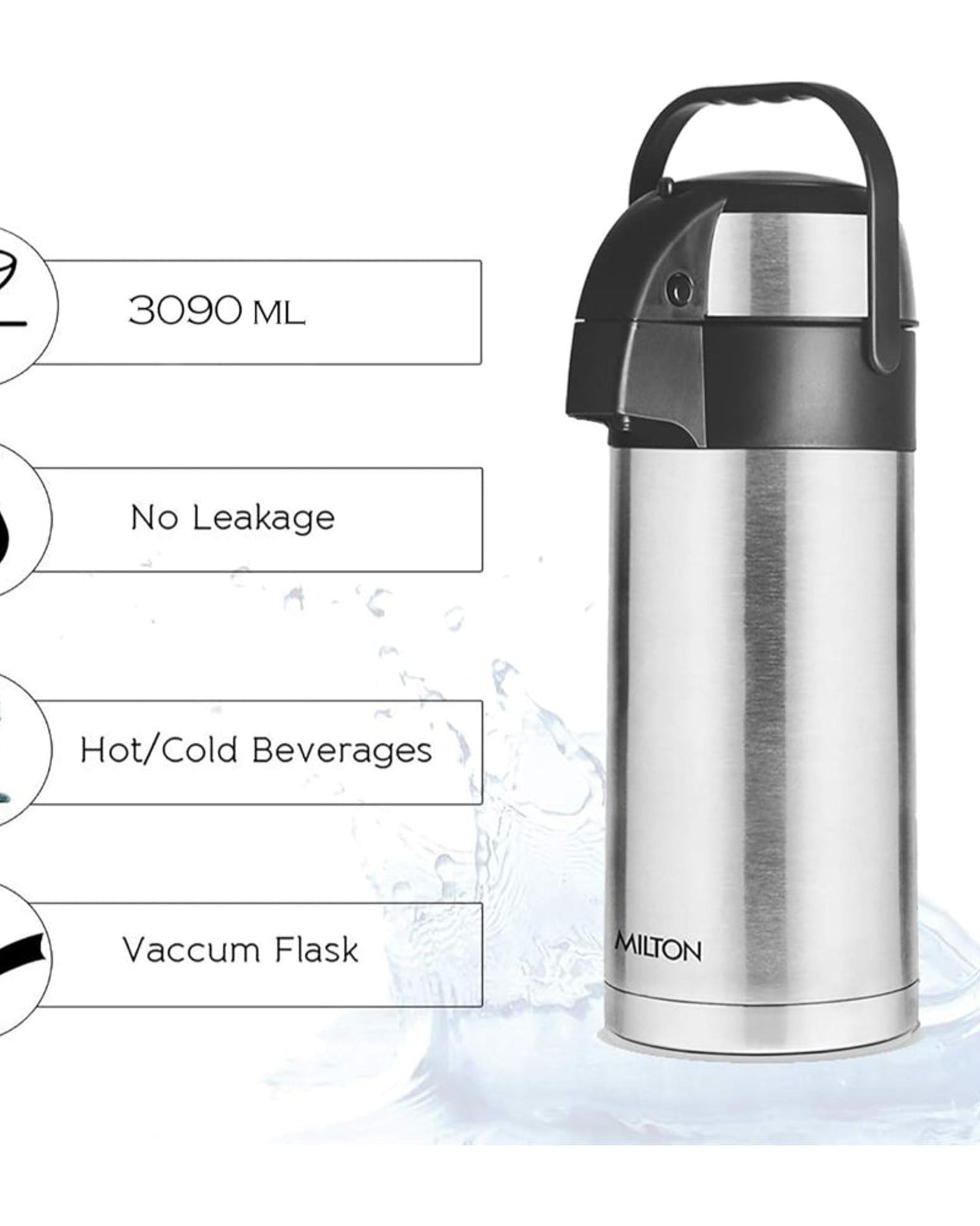 Milton Thermosteel Vaccum Insulated Beverage Dispenser 3000 (Steel, 3.09Litre)