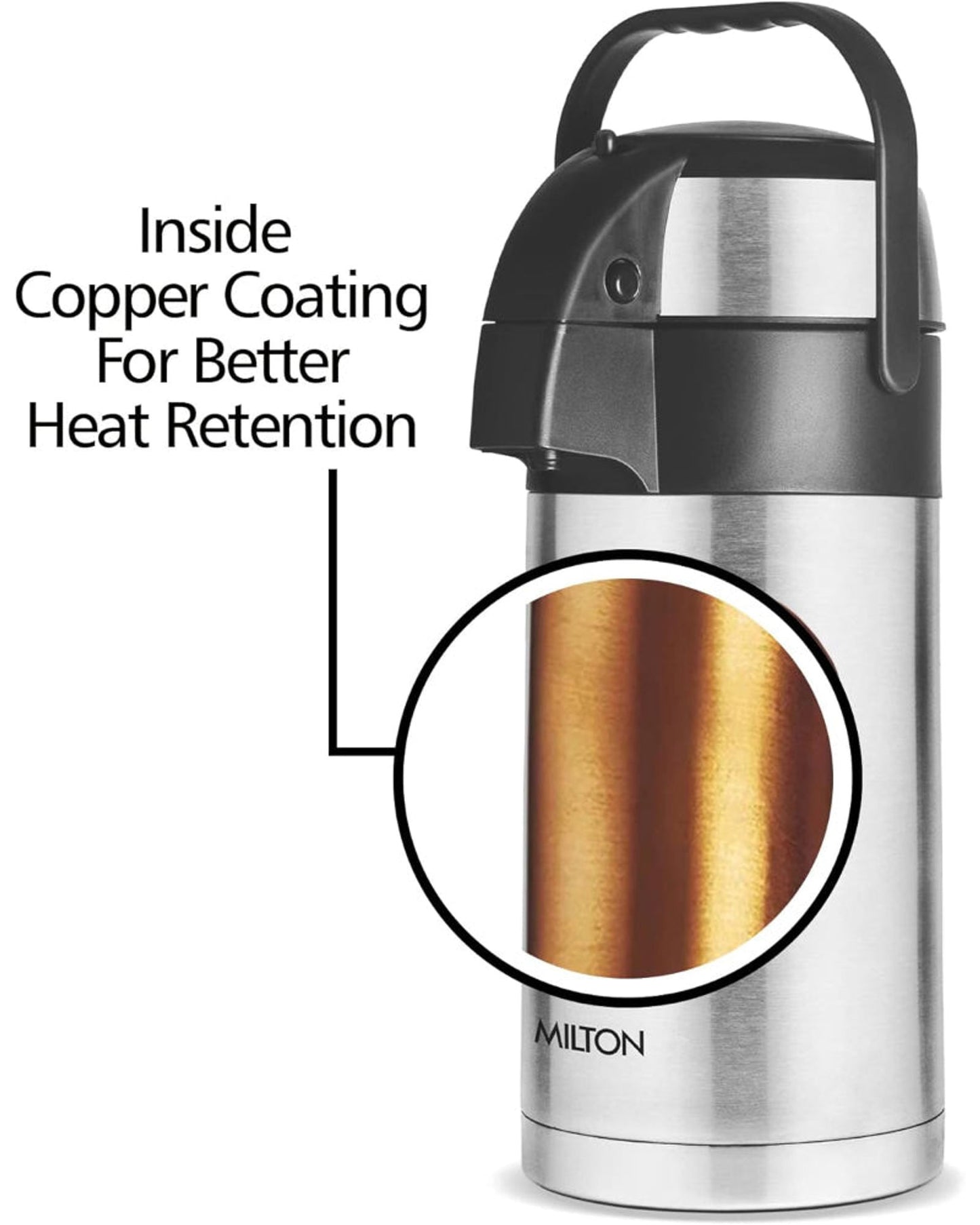 Milton Thermosteel Vaccum Insulated Beverage Dispenser 2500 (Steel, 2.5 Litre)