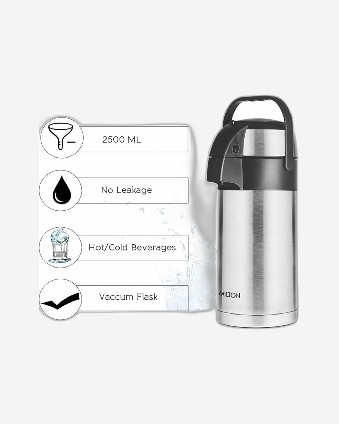 Milton Thermosteel Vaccum Insulated Beverage Dispenser 2500 (Steel, 2.5 Litre)