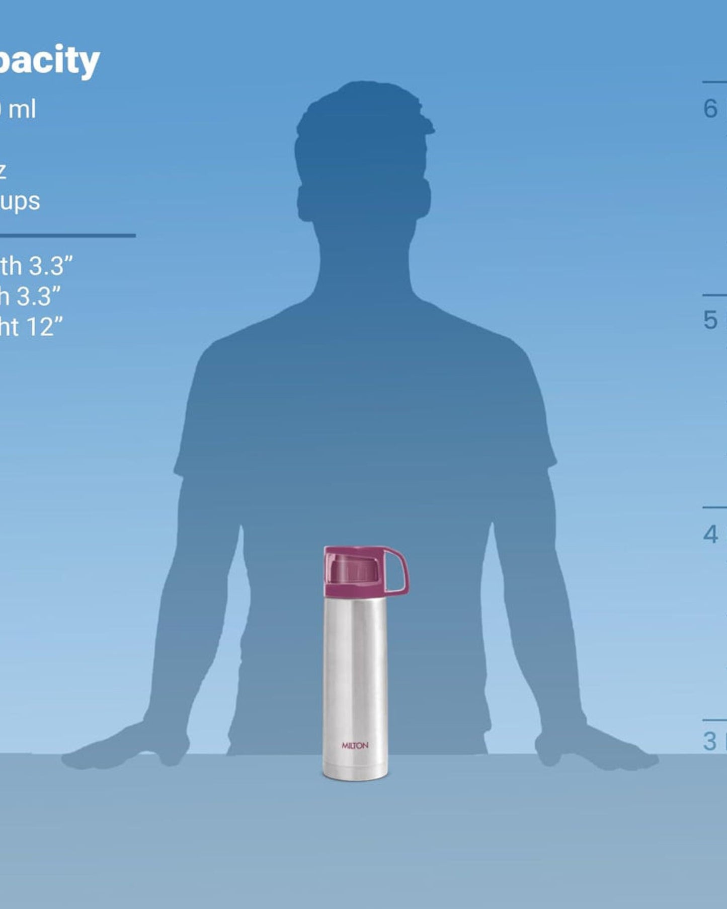 Milton Glassy 1000 Thermosteel Bottle – 1 Litre, Purple | 24-Hour Hot & Cold Insulation | Leak-Proof | Drinking Cup Lid | For Office, Gym, Home, Kitchen, Travel, Hiking & Trekking