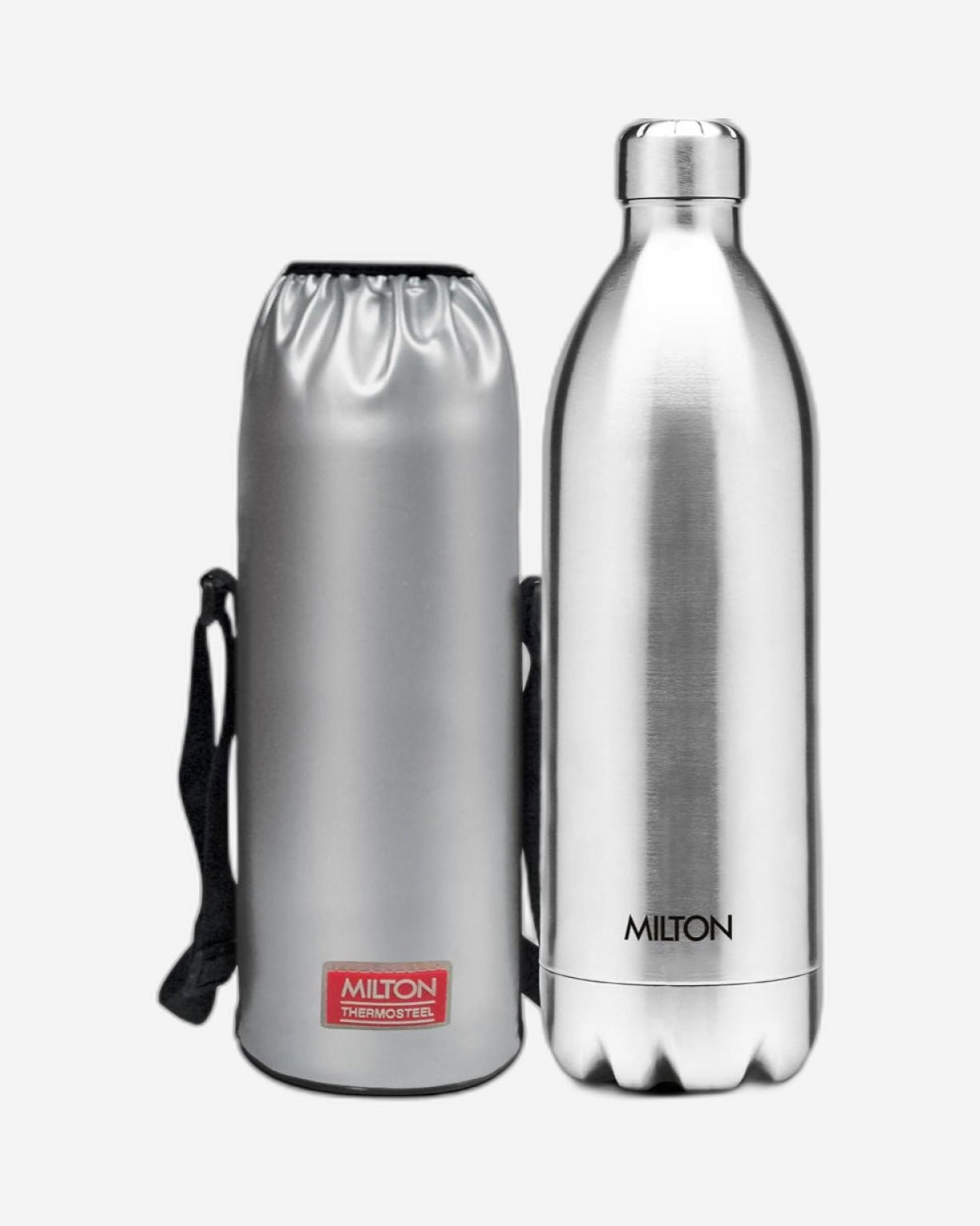 Milton 1500Ml Vacuum Insulated Water Bottle With Jacket, 18/8 Stainless Steel, Keeps Drinks Hot And Cold For 24 Hours, Double-Walled Thermos Flask With Inner Copper Coating - Duo Dlx - Silver