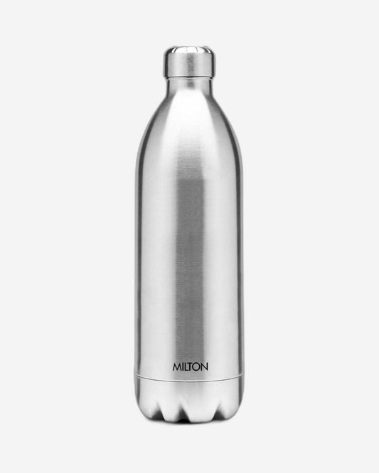Milton 1800Ml Vacuum Insulated Water Bottle With Jacket, 18/8 Stainless Steel, Keeps Drinks Hot And Cold For 24 Hours, Double-Walled Thermos Flask With Inner Copper Coating - Duo Dlx - Silver