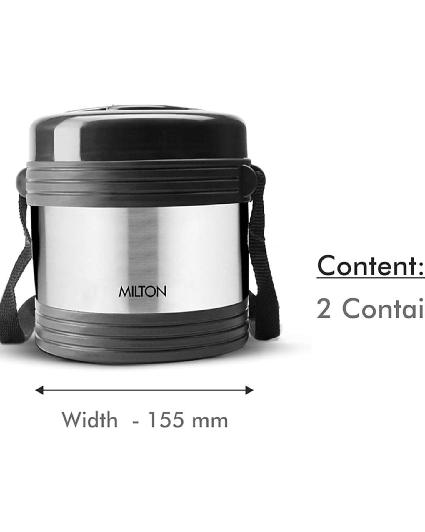 Milton Legend 2 Thermosteel Tiffin Box – 2 Leak-Proof Stainless Steel Containers (260ml Each), Silver – Durable & Insulated Lunch Carrier