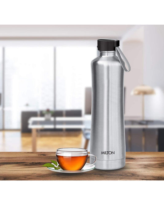 Milton New Tiara 1100 Stainless Steel 24 Hours Hot And Cold Water Bottle, 900 Ml, Silver