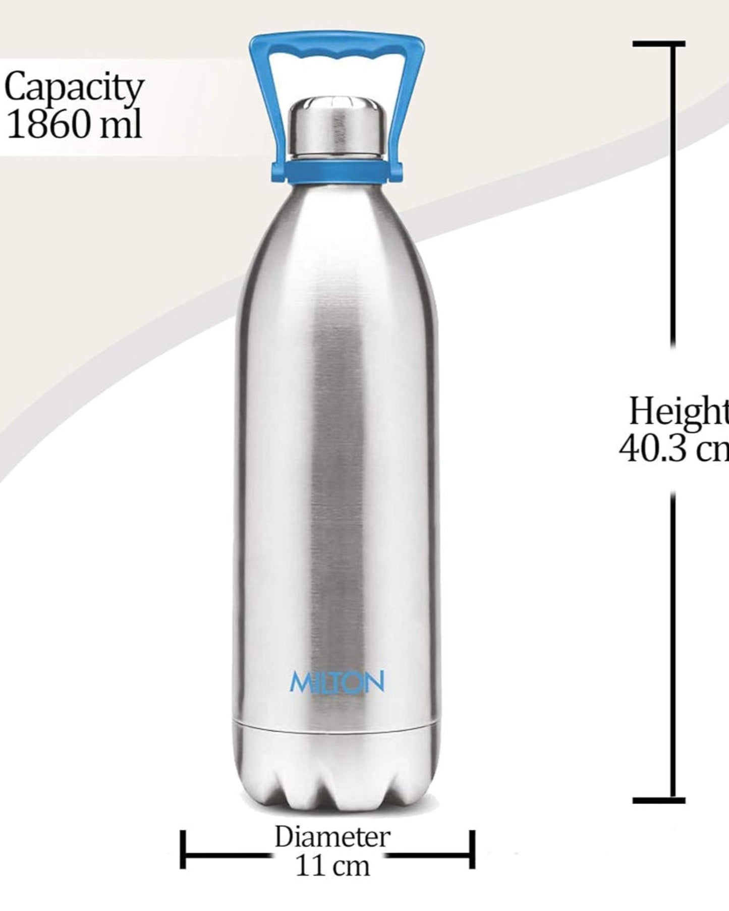 Milton Vacuum Insulated Thermo Steel Duo Dlx 2000 Bottle (1.86L) With Handle | 18/8 Stainless Steel, Keeps Drinks Hot And Cold For 24 Hours, Double-Walled Thermos Flask With Inner Copper Coating