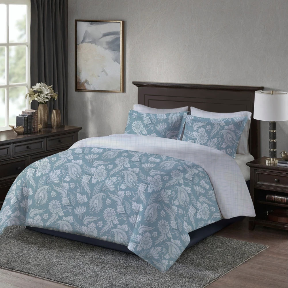 Varessa Aigiblava 100% Cotton Printed King Duvet Cover Set (4 Pcs)