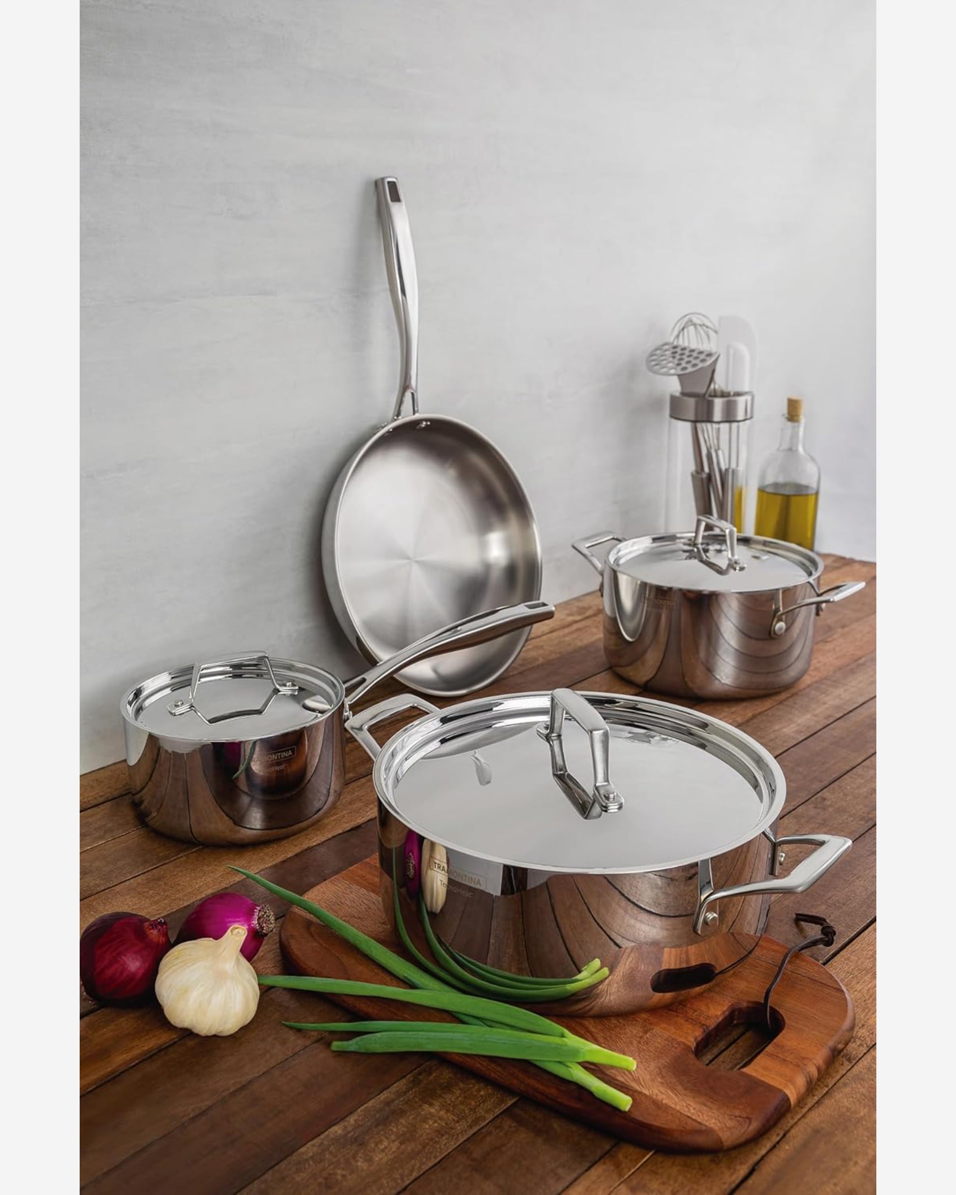 Tramontina Grano stainless steel cookware set with tri-ply body, 4 pc set
