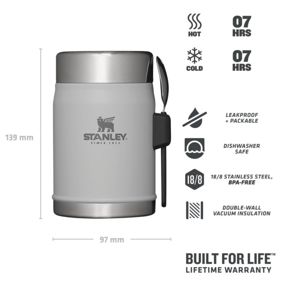 Stanley CLA 414ml / 14oz Vac Food Jar + Spork Ash