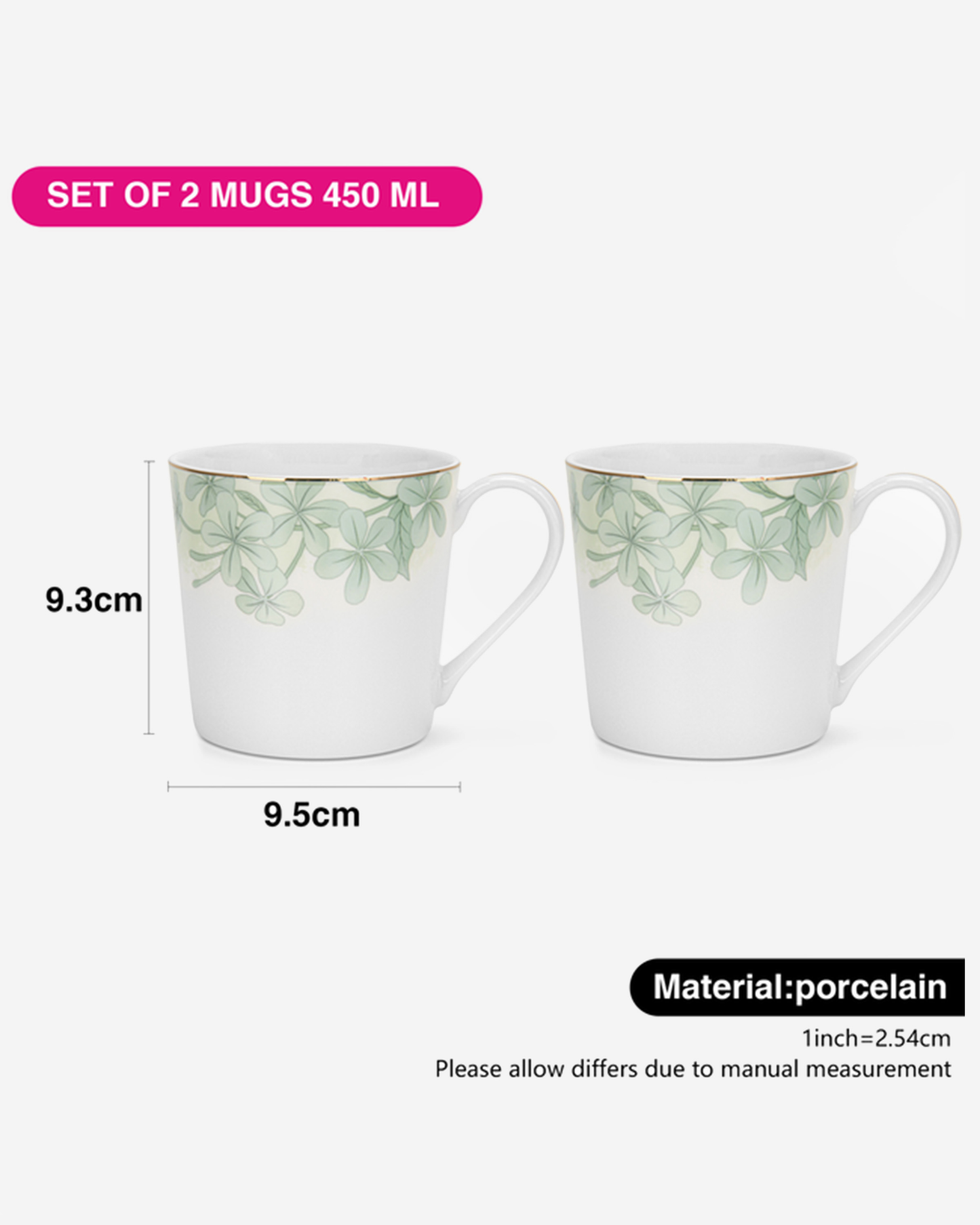 Fissman Fine Bone China Mugs Summer Glint 450ml 2 Piece