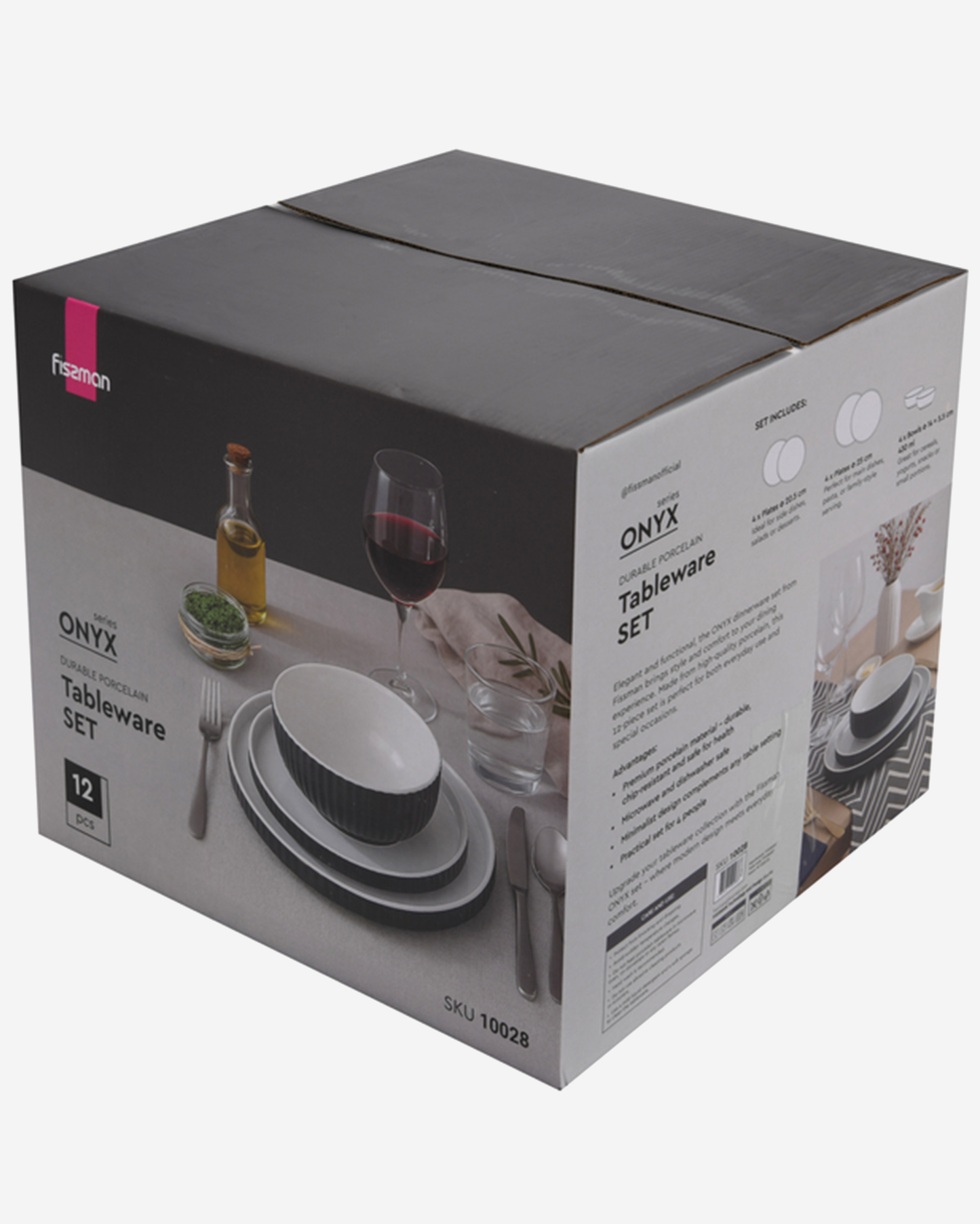 Fissman Durable Porcelain Tableware Set Onyx 12 Piece