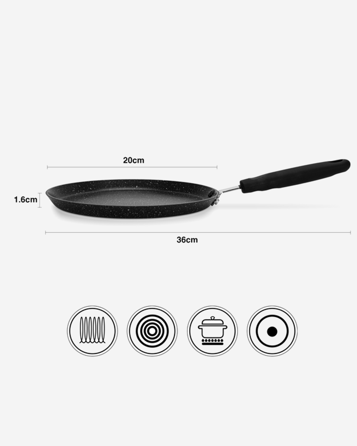 Fissman Non Stick Aluminium Crepe Pan Jet Black 20cm