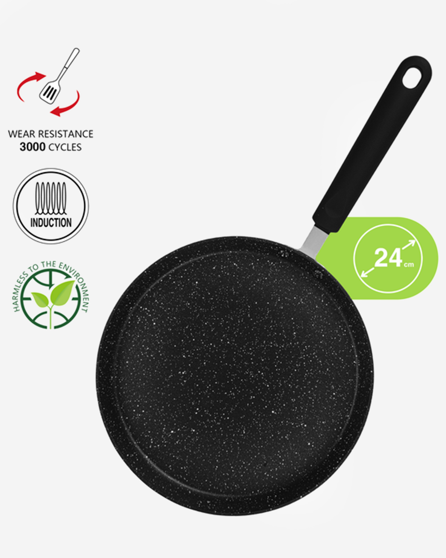 Fissman Non Stick Aluminium Crepe Pan Jet Black 24cm