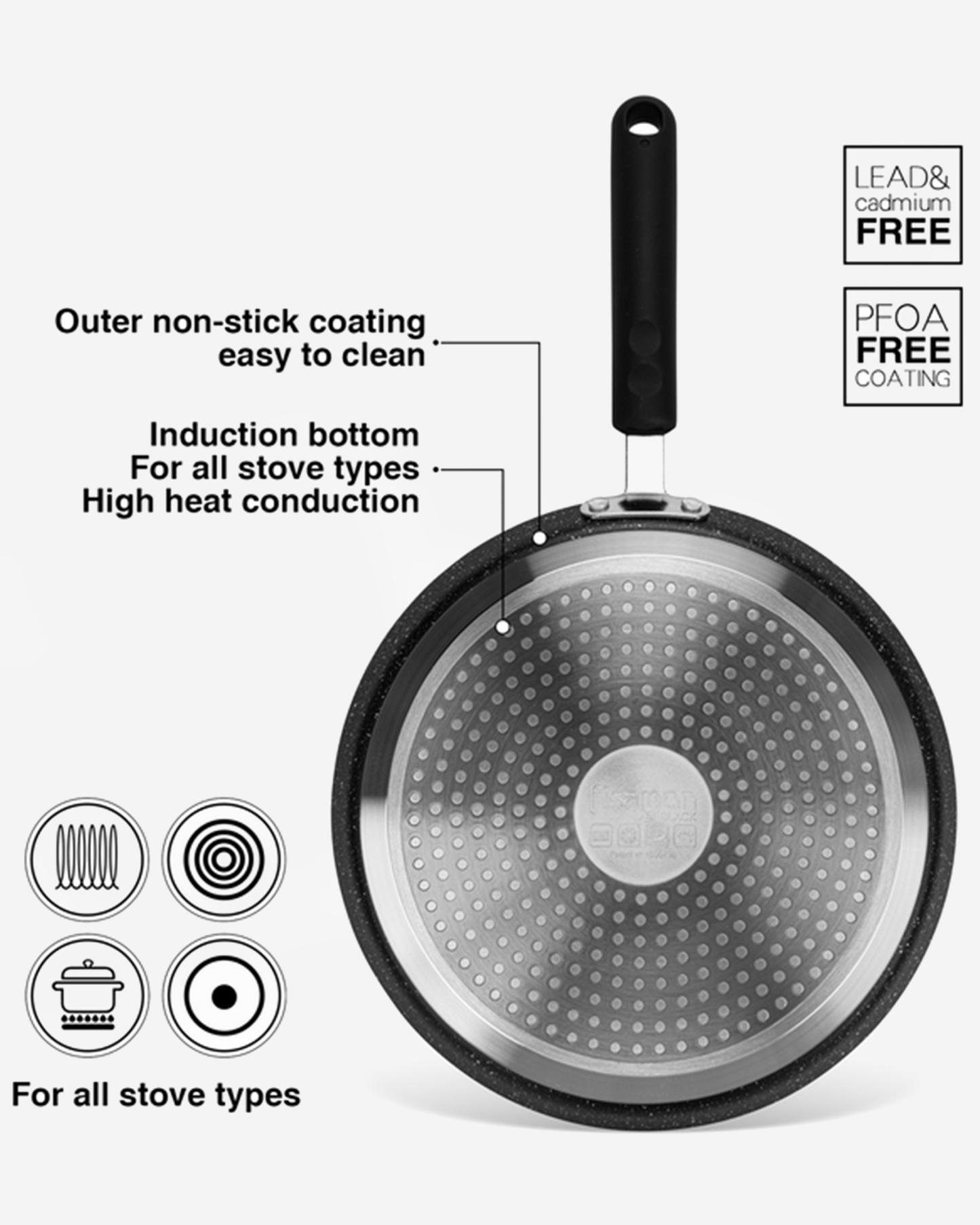 Fissman Non Stick Aluminium Crepe Pan Jet Black 24cm