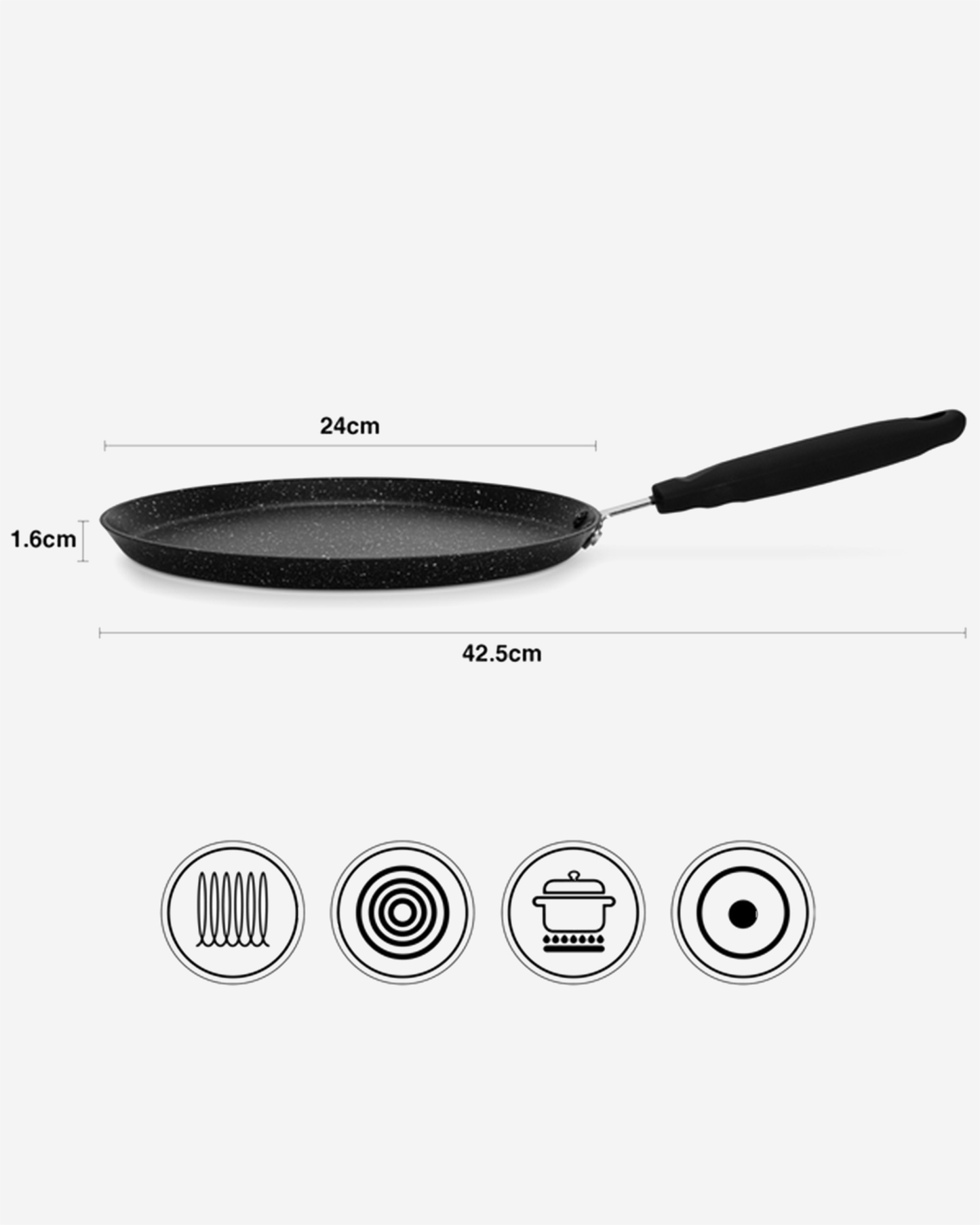 Fissman Non Stick Aluminium Crepe Pan Jet Black 24cm
