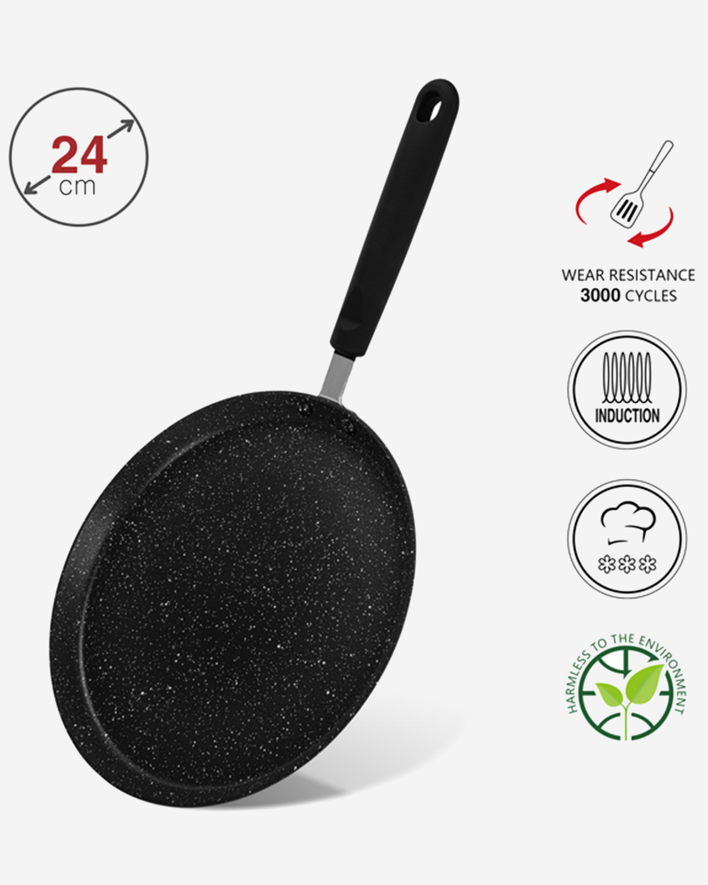 Fissman Non Stick Aluminium Crepe Pan Jet Black 24cm