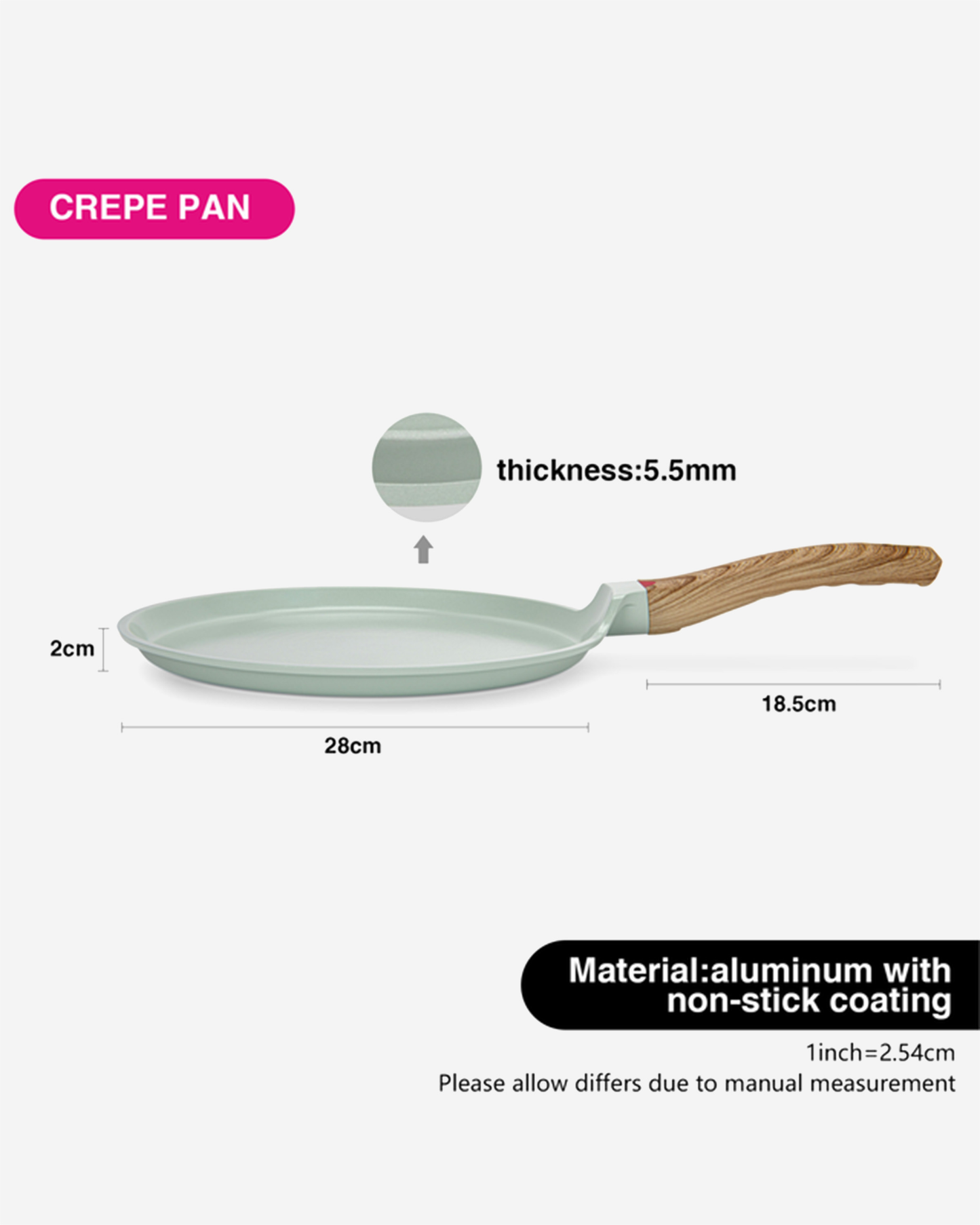 Fissman Non Stick Cast Aluminium Crepe Pan Cameo 28cm