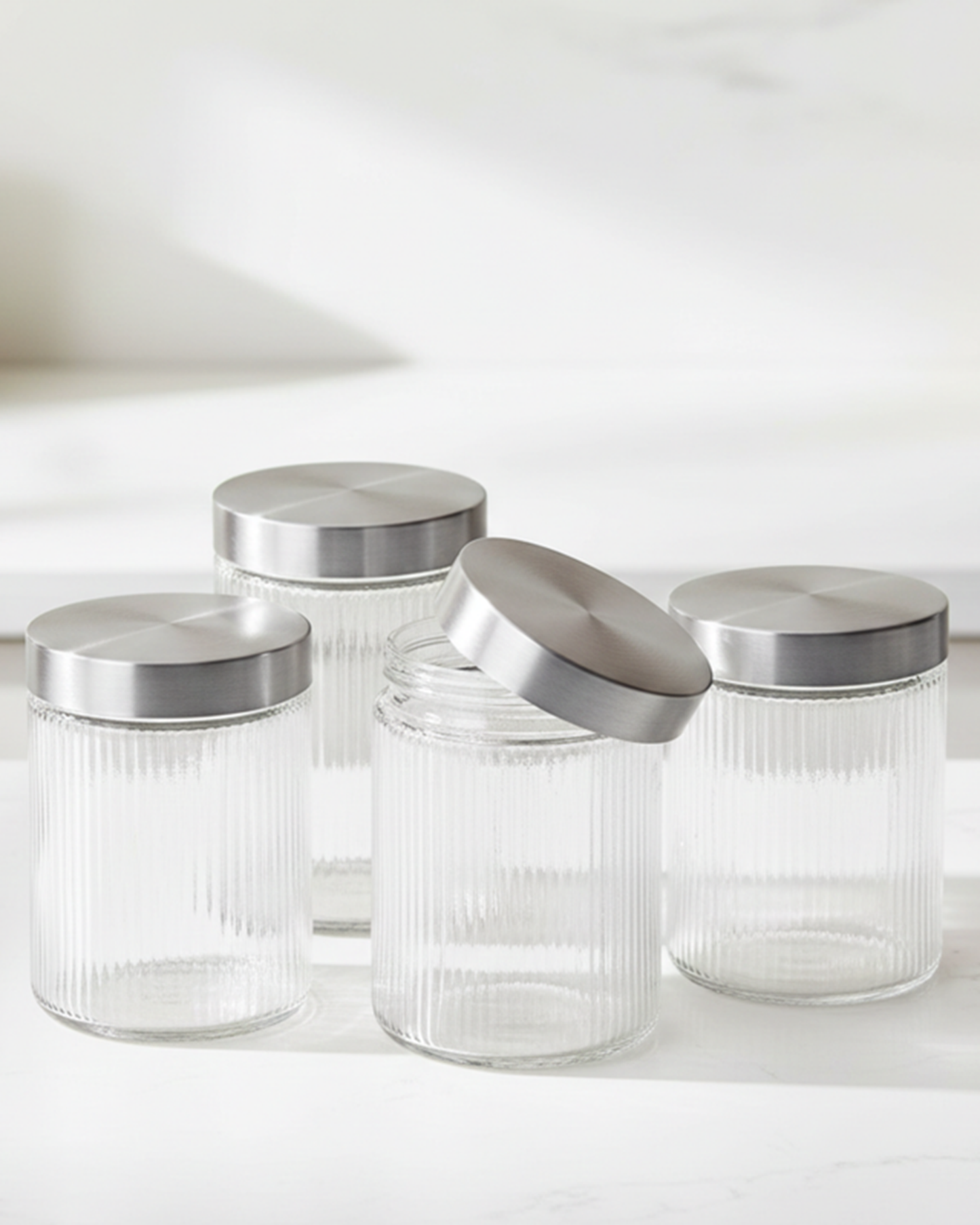 Fissman Glass Food Storage Jars 1300ml 4 Piece