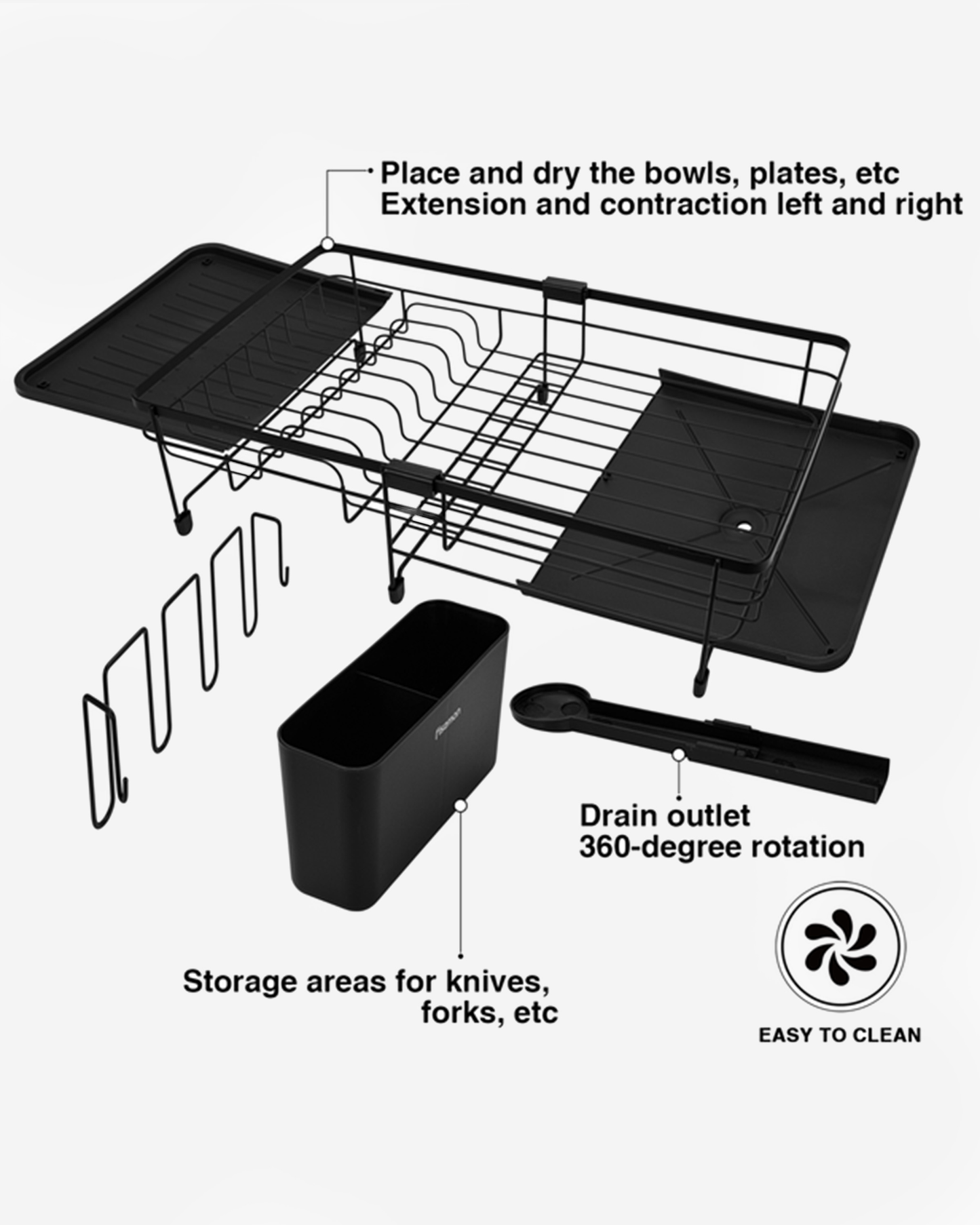 Fissman Stainless Steel & Plastic Extendable Dish Drying Rack 51×31×14cm