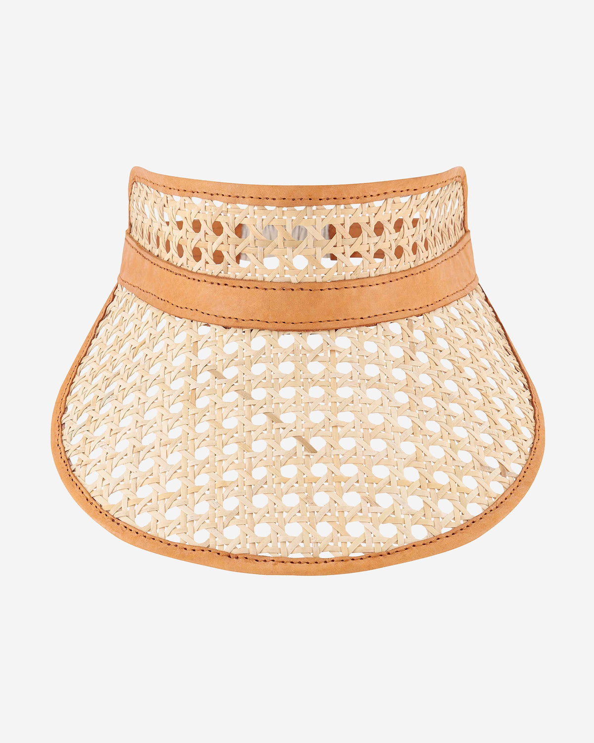 Fifi Rattan & Leather Visor – Caramel