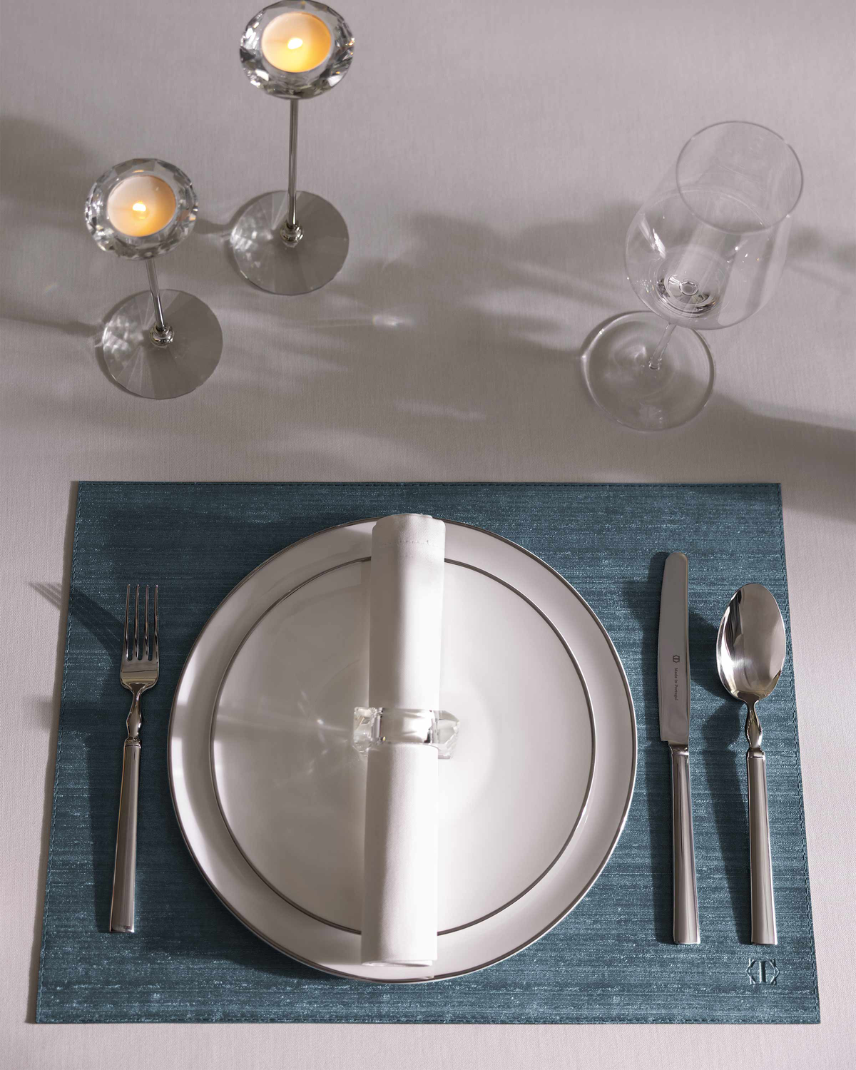 Togas Raphael Placemat Rectangular in Turquoise Grey