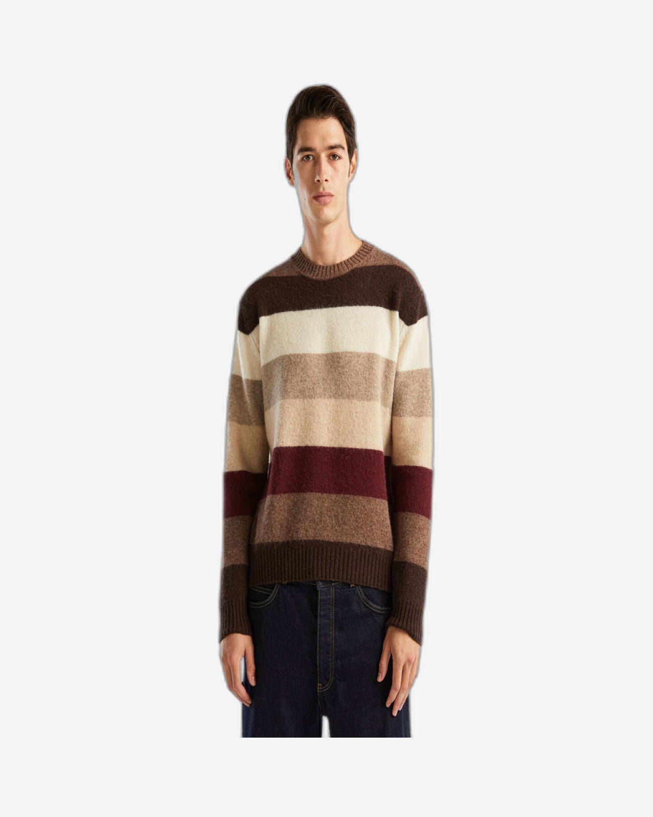 Striped sweater in pure Shetland wool