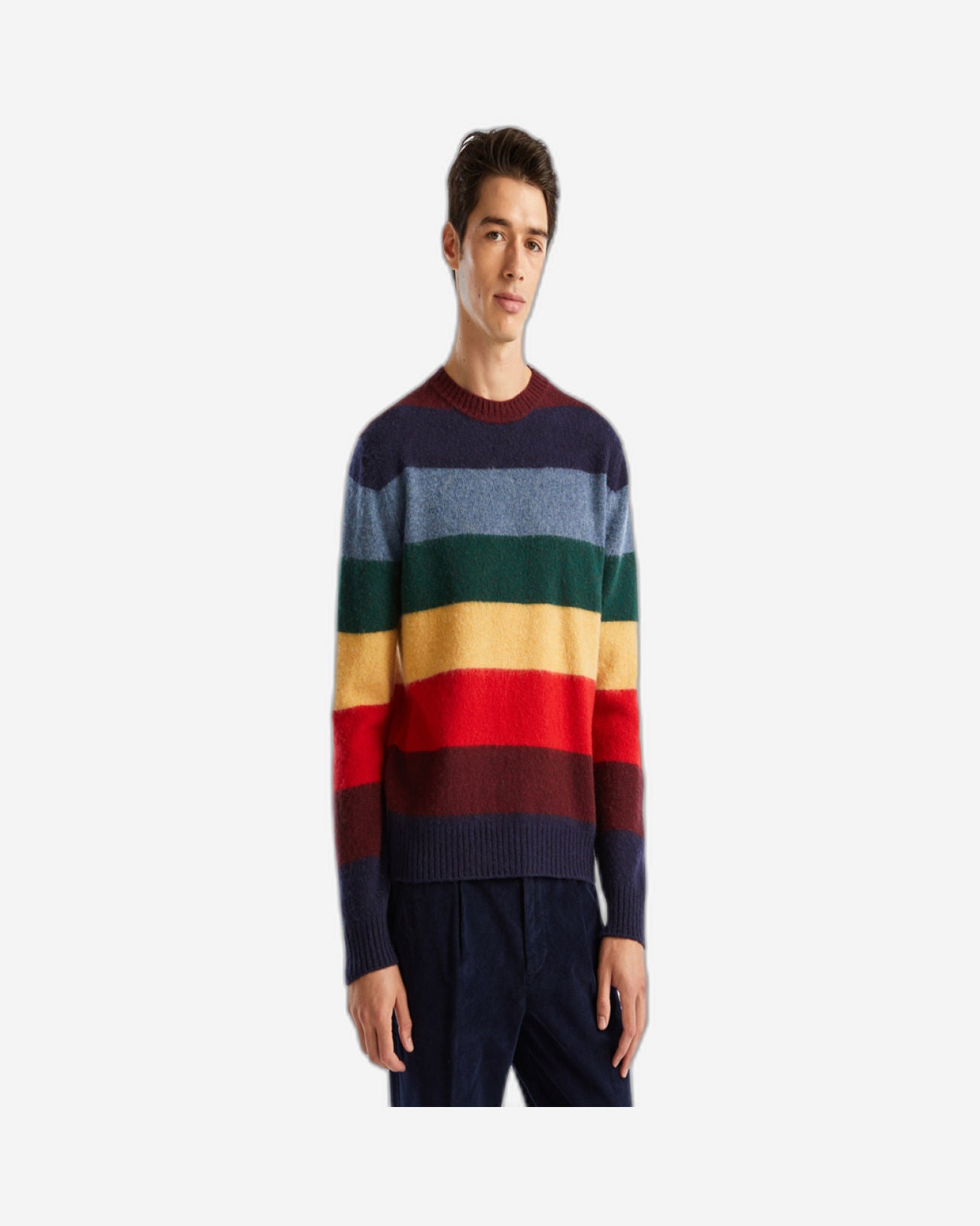 Striped sweater in pure Shetland wool