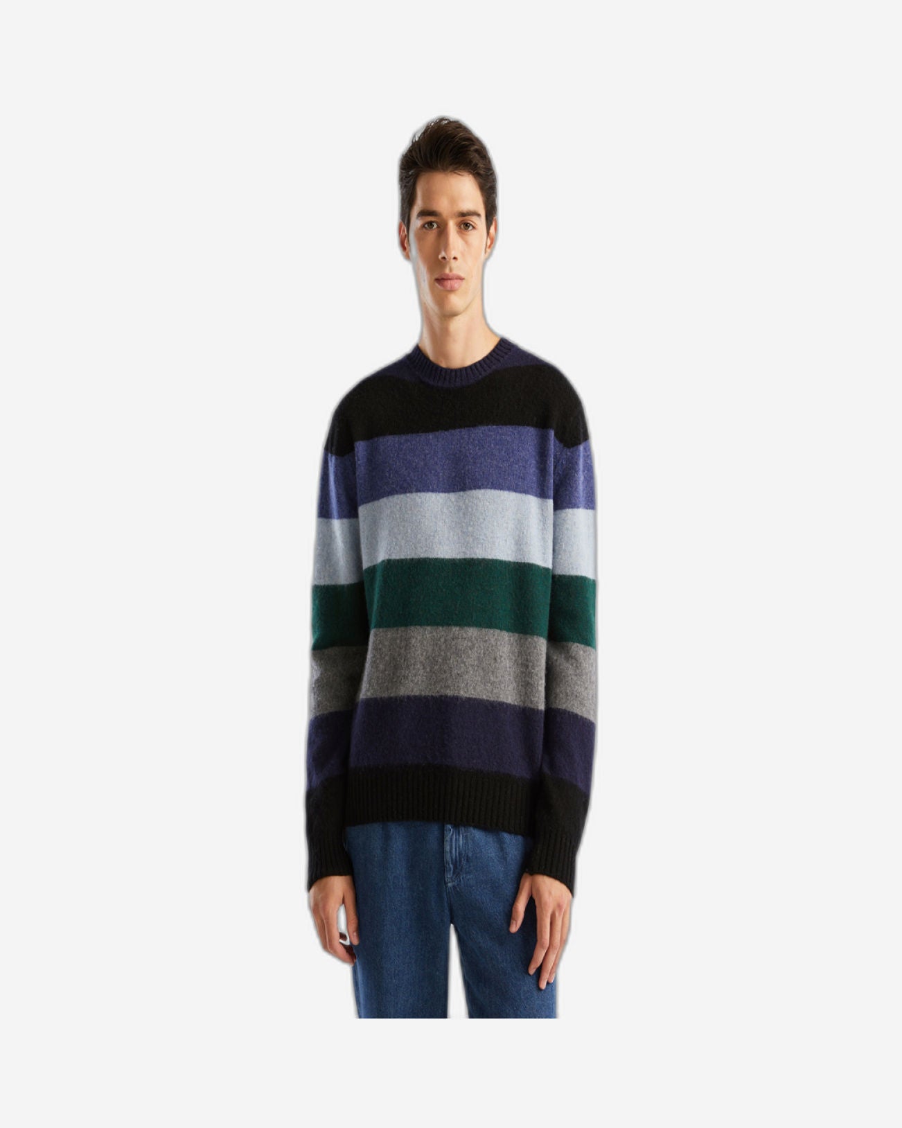 Striped sweater in pure Shetland wool