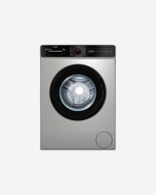 Hoover 7Kg Front Load Washing Machine, Fully Automatic, 1000 RPM, 15 Programs,Foam Protection, Child Safety Lock, Eco-Logic System, Silver, Made in Turkey, 1 Year Warranty, HWM-V710-S
